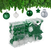 Weihnachtskugeln im 101er-Set Dunkelgrün-Weiss-Silber von Relaxdays