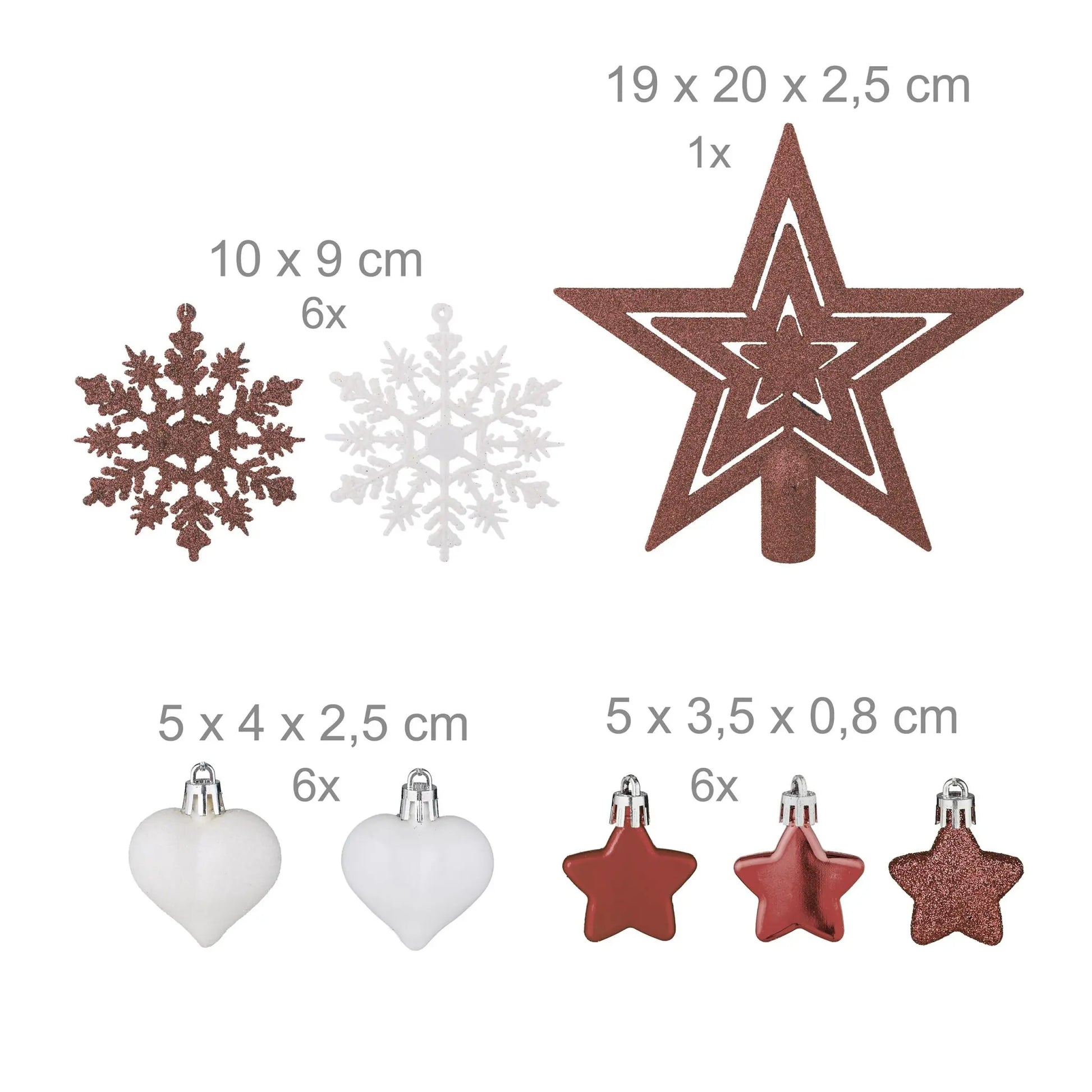 Weihnachtskugeln im 101er-Set Braun-Weiss-Silber von Relaxdays