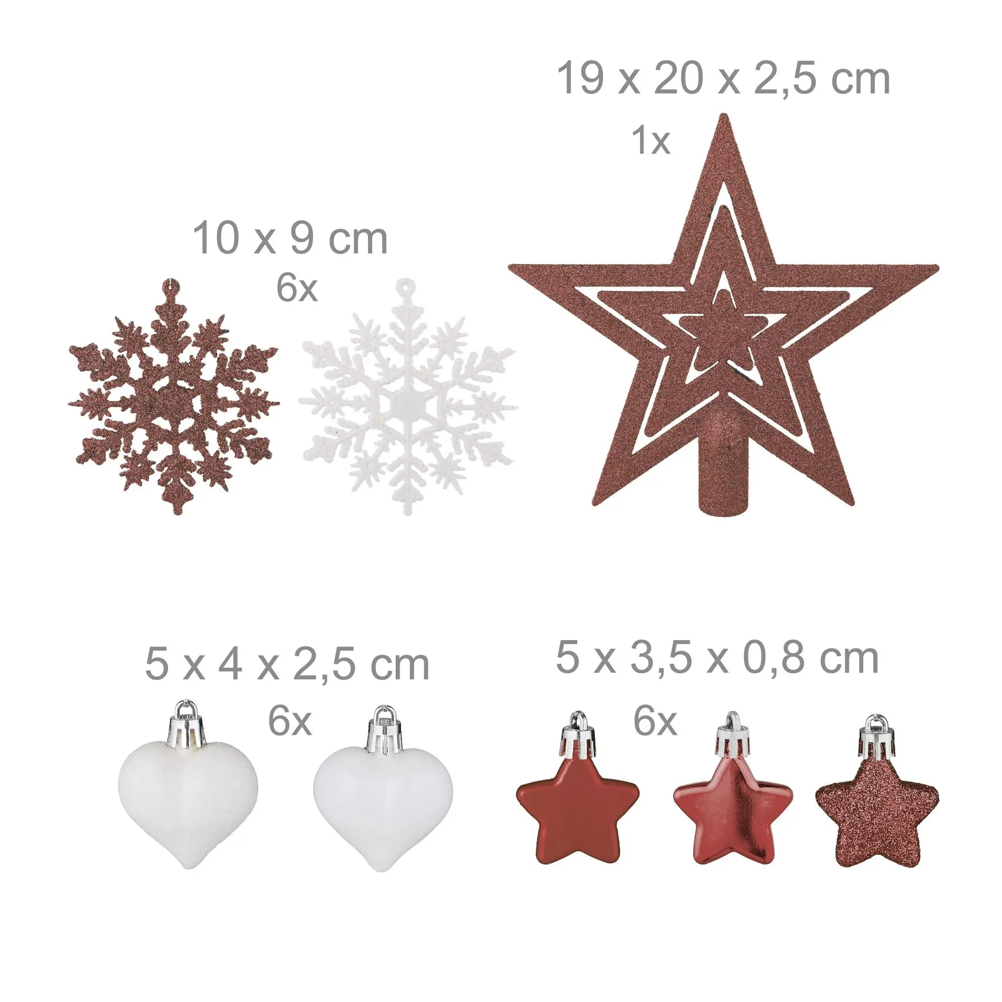 Weihnachtskugeln im 101er-Set Braun-Weiss-Silber von Relaxdays