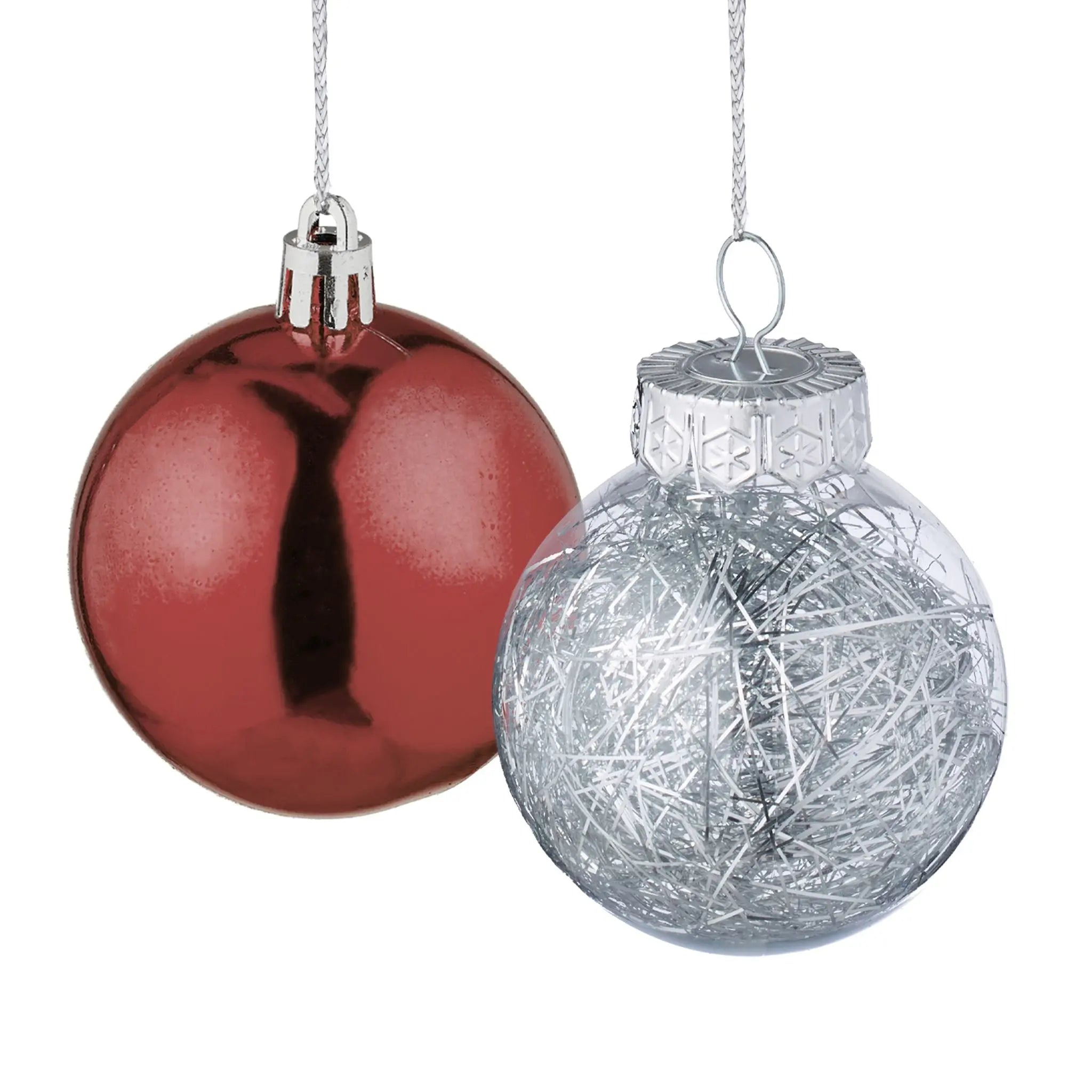 Weihnachtskugeln im 101er-Set Braun-Weiss-Silber von Relaxdays