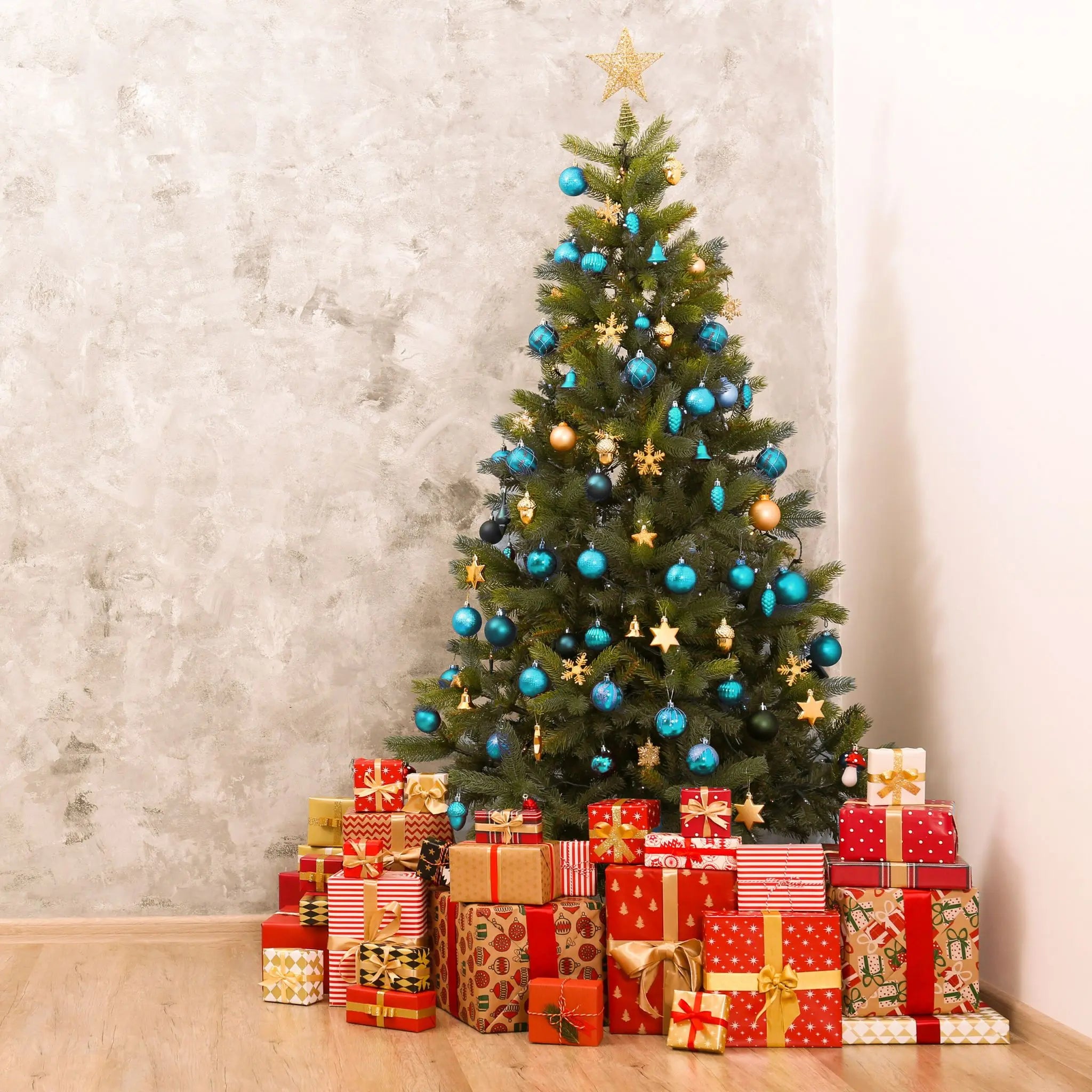 Weihnachtskugeln im 72er-Set Türkis-Weiss von Relaxdays