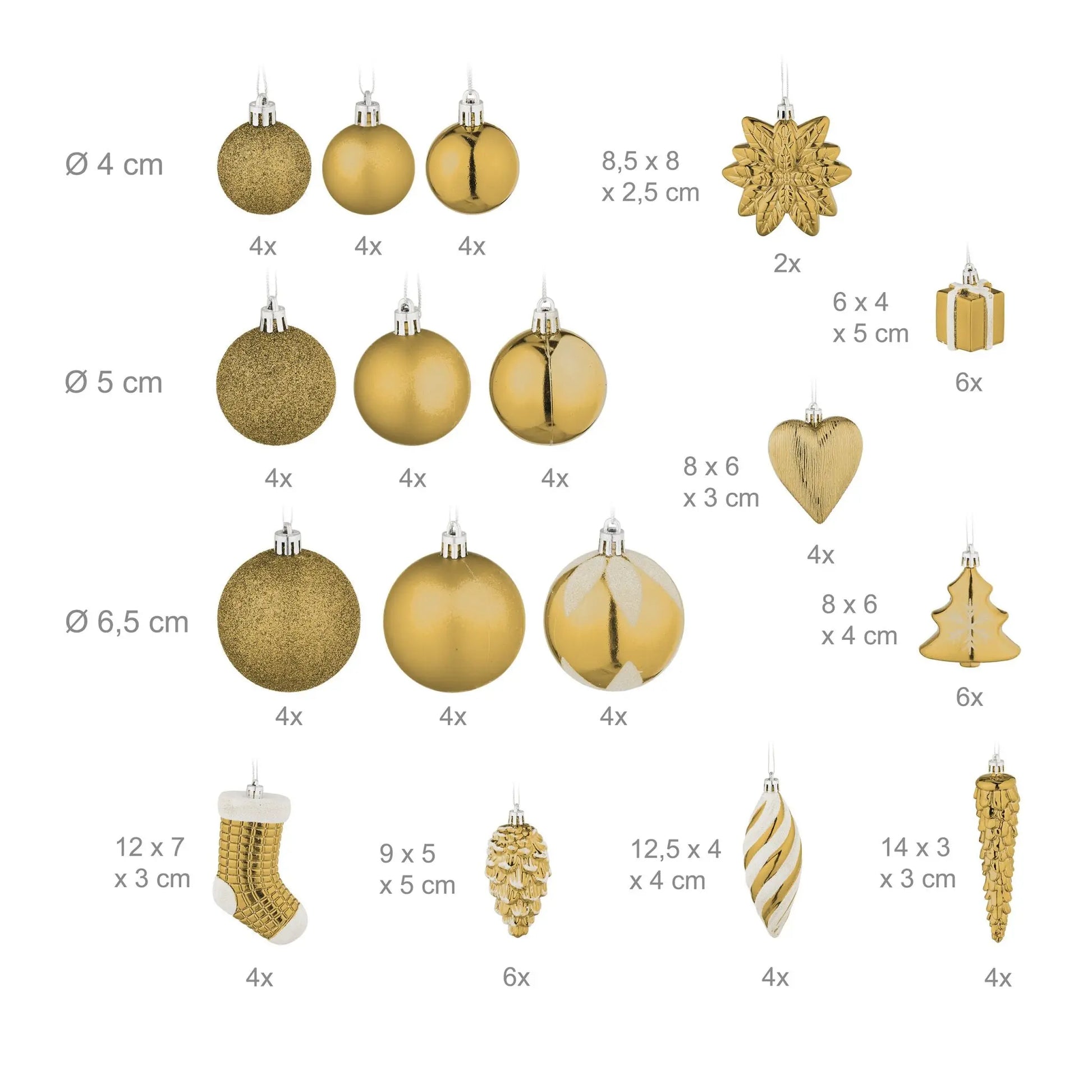 Weihnachtskugeln im 72er-Set Gold-Weiss von Relaxdays