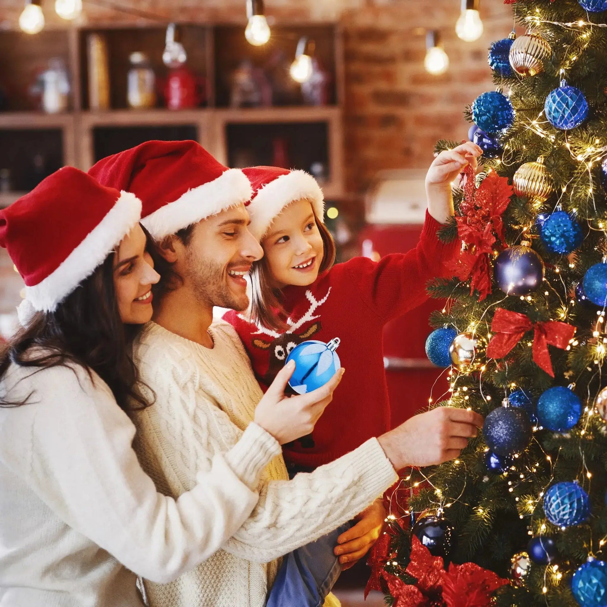 Weihnachtskugeln im 72er-Set Blau-Weiss von Relaxdays