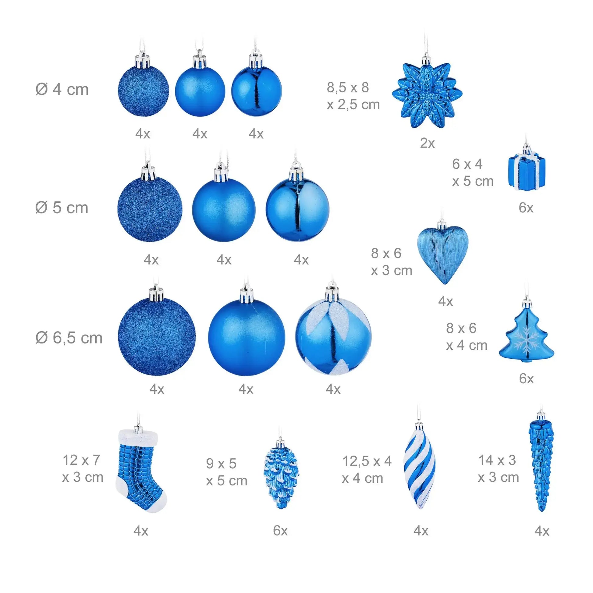 Weihnachtskugeln im 72er-Set Blau-Weiss von Relaxdays