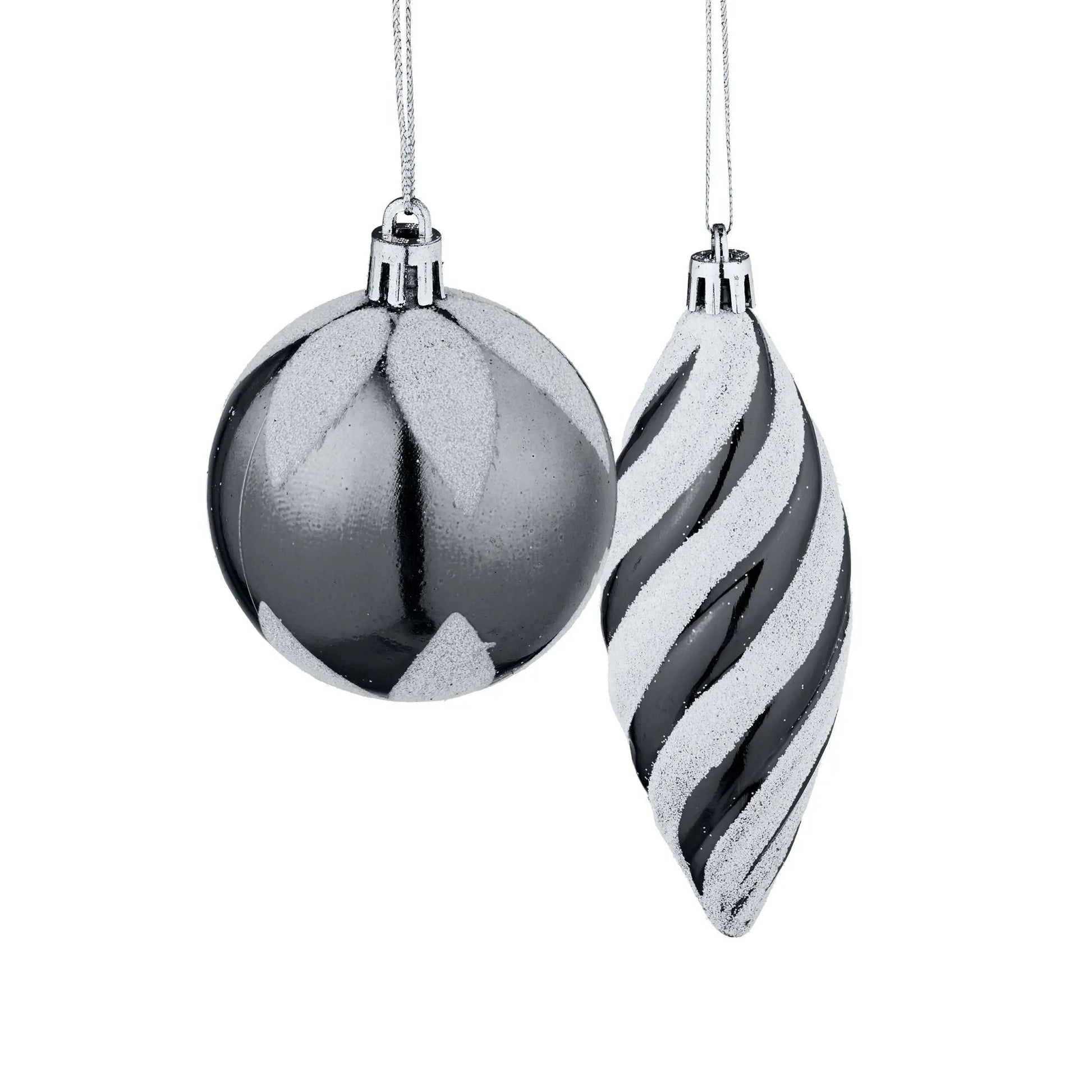 Weihnachtskugeln im 72er-Set Schwarz-Weiss von Relaxdays