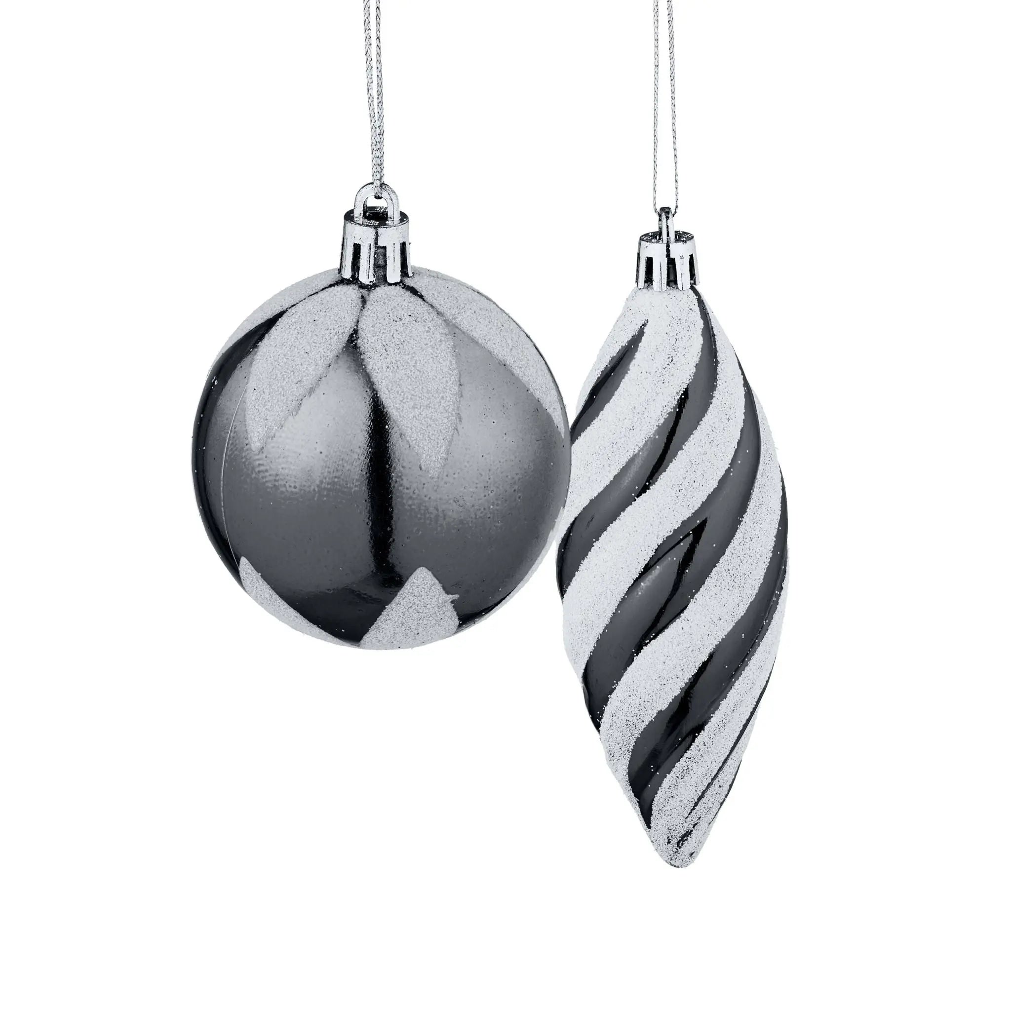 Weihnachtskugeln im 72er-Set Schwarz-Weiss von Relaxdays