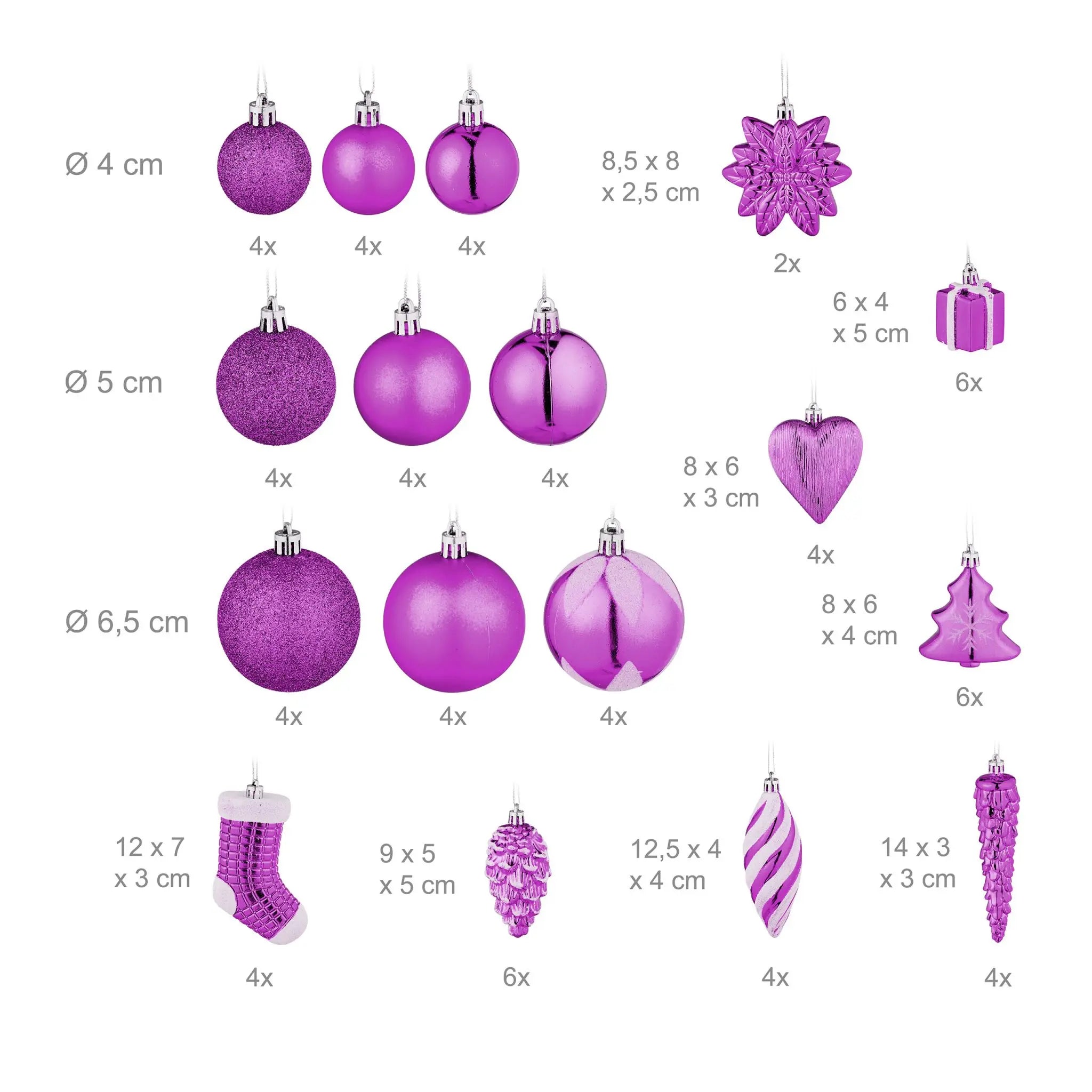Weihnachtskugeln im 72er-Set Pink-Weiss von Relaxdays