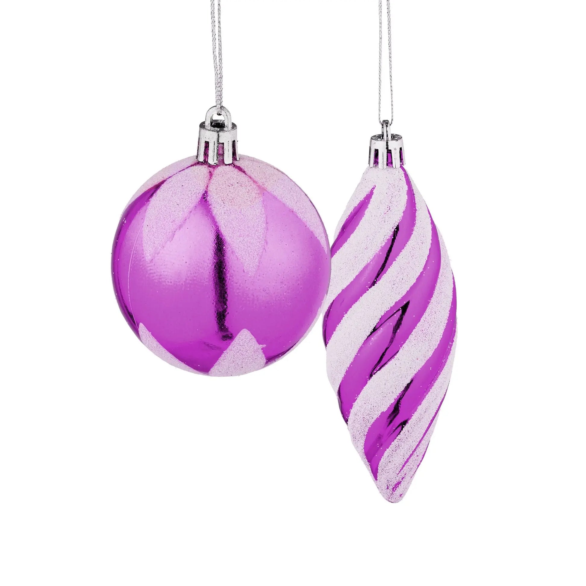 Weihnachtskugeln im 72er-Set Pink-Weiss von Relaxdays