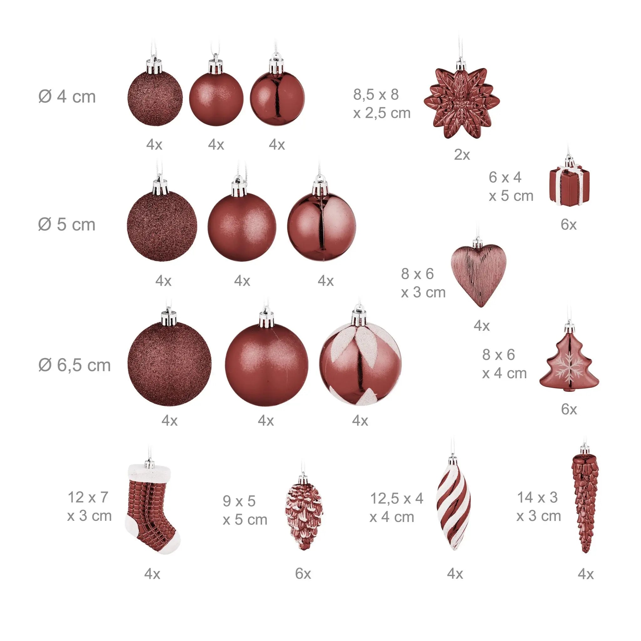 Weihnachtskugeln im 72er-Set Braun-Weiss von Relaxdays