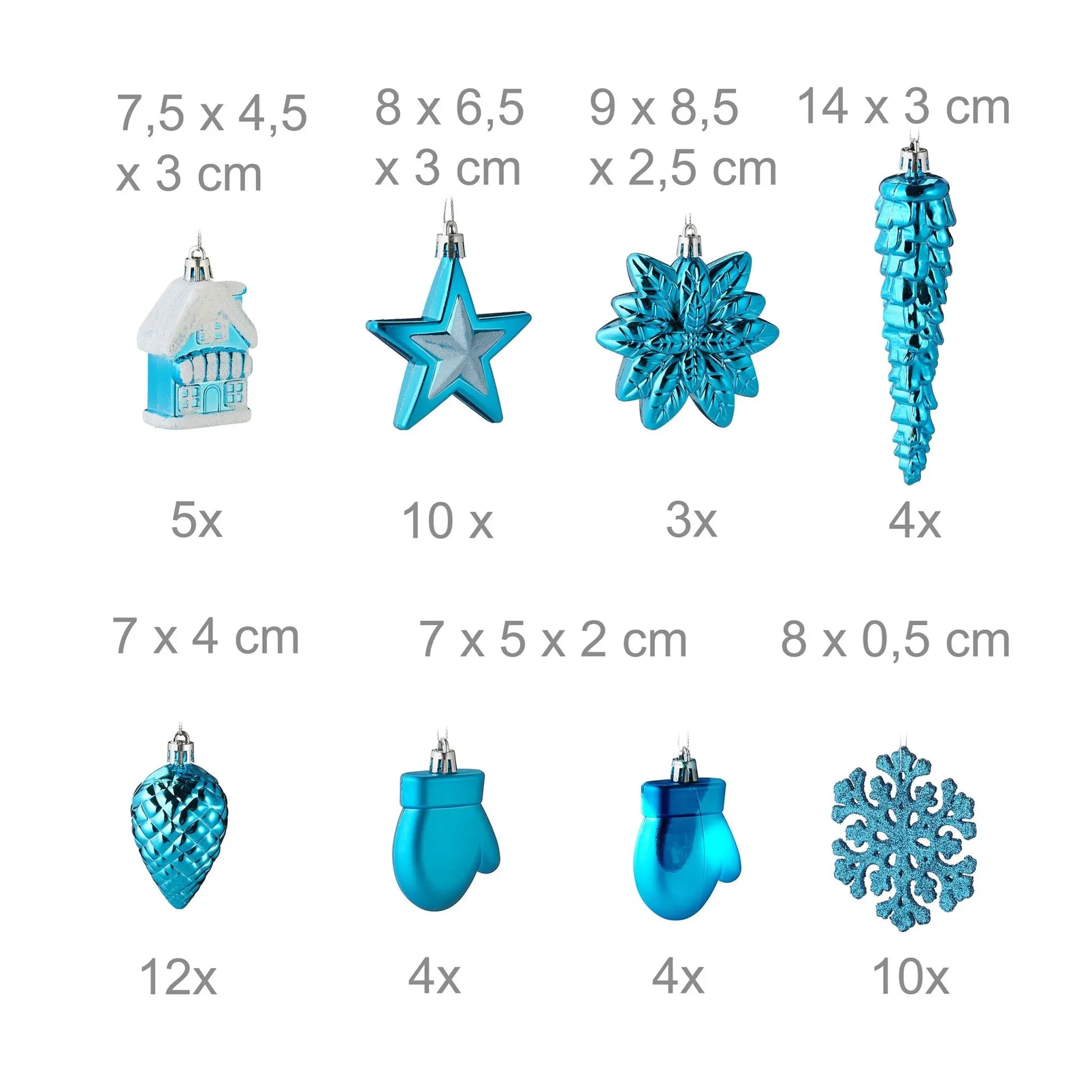 Weihnachtskugeln im 100er-Set Türkis-Weiss-Silber von Relaxdays