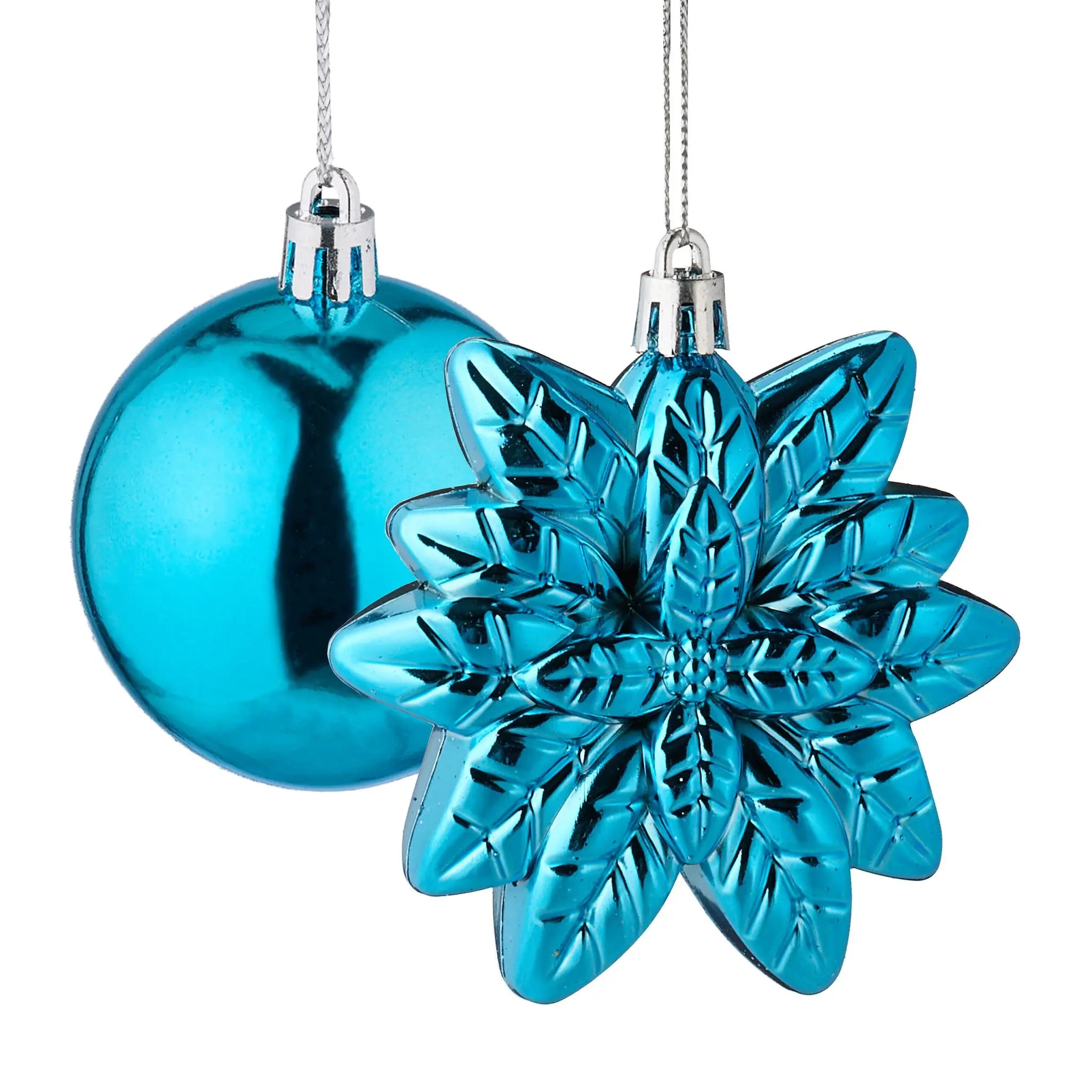 Weihnachtskugeln im 100er-Set Türkis-Weiss-Silber von Relaxdays