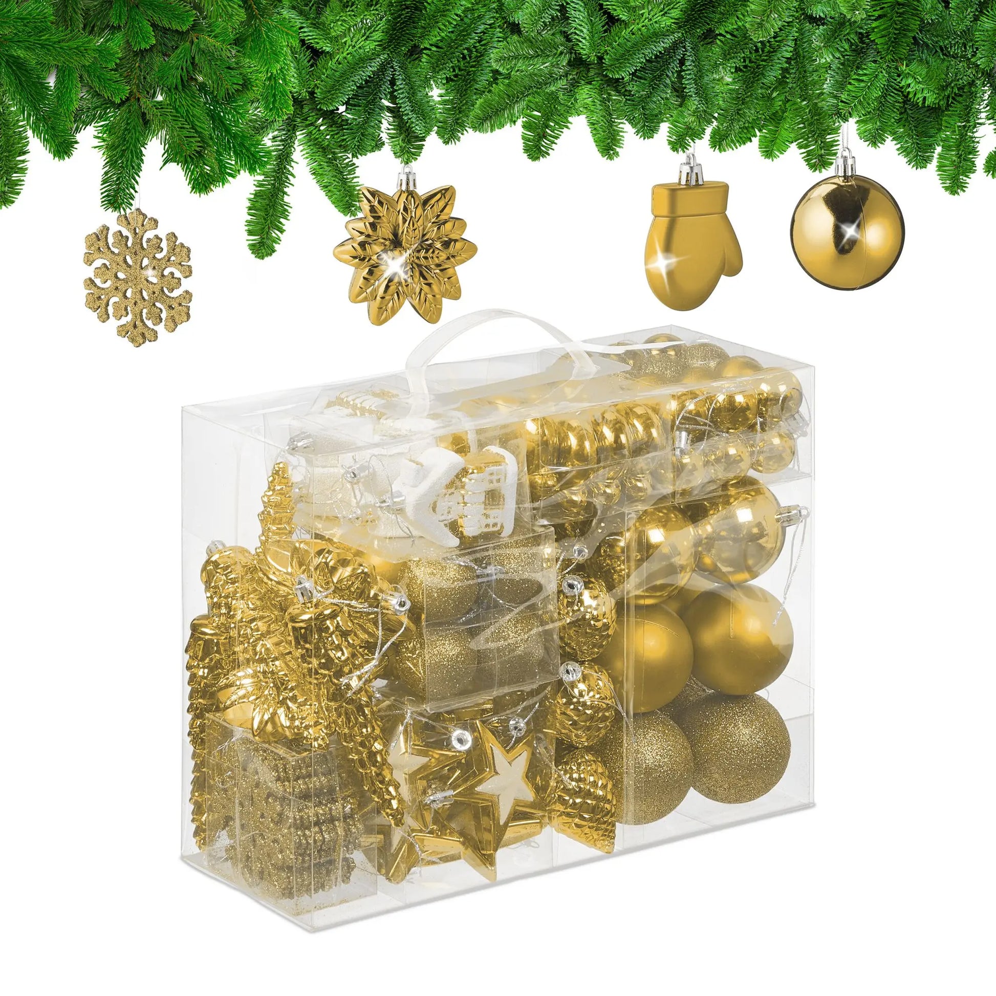 Weihnachtskugeln im 100er-Set Gold-Weiss-Silber von Relaxdays