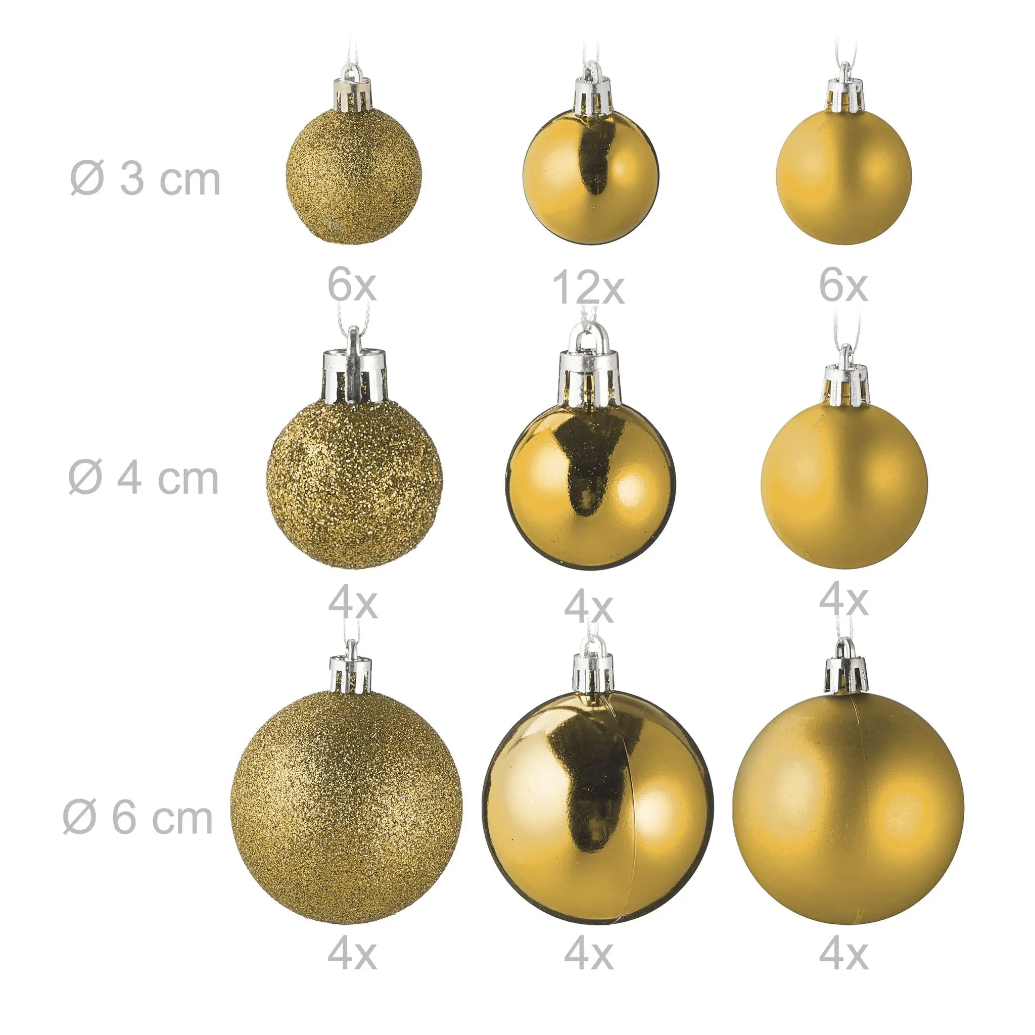 Weihnachtskugeln im 100er-Set Gold-Weiss-Silber von Relaxdays
