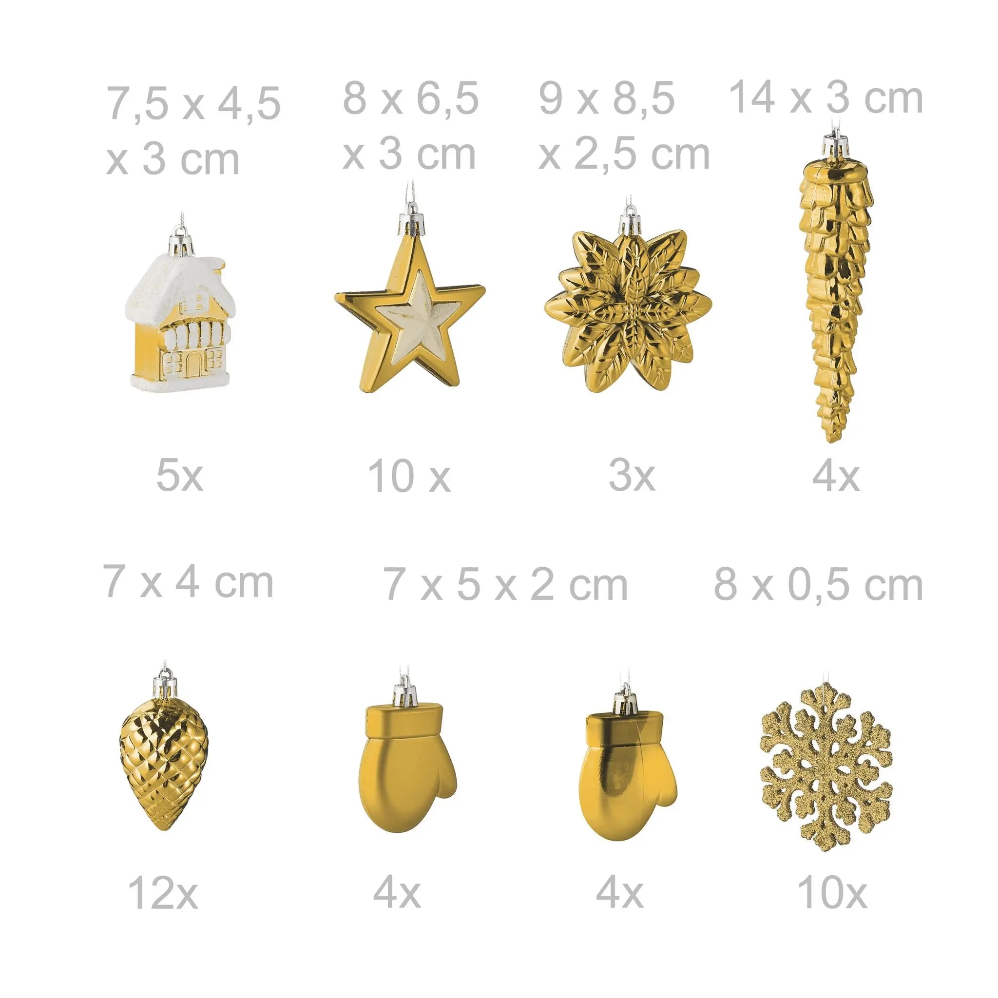 Weihnachtskugeln im 100er-Set Gold-Weiss-Silber von Relaxdays