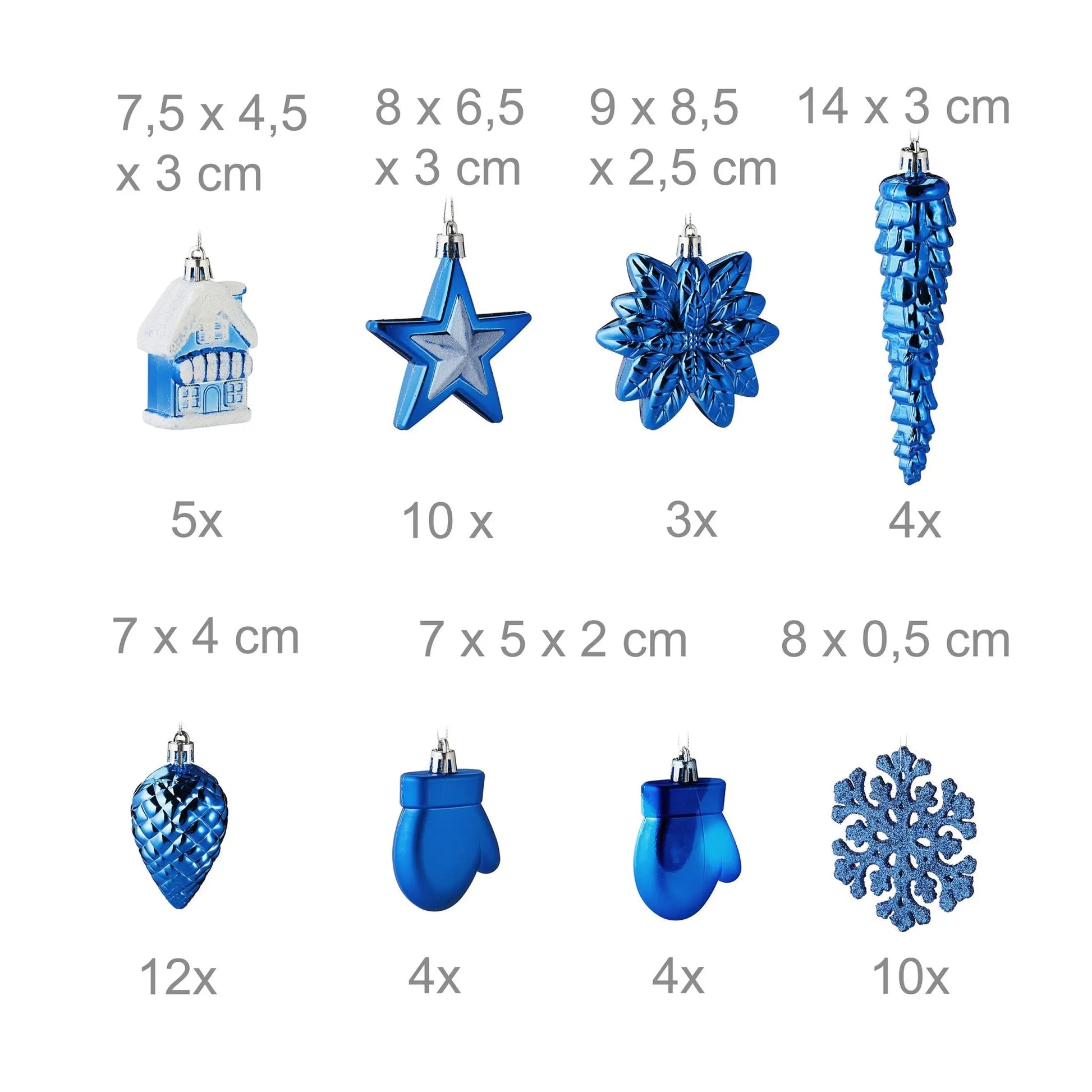 Weihnachtskugeln im 100er-Set Blau-Weiss-Silber von Relaxdays