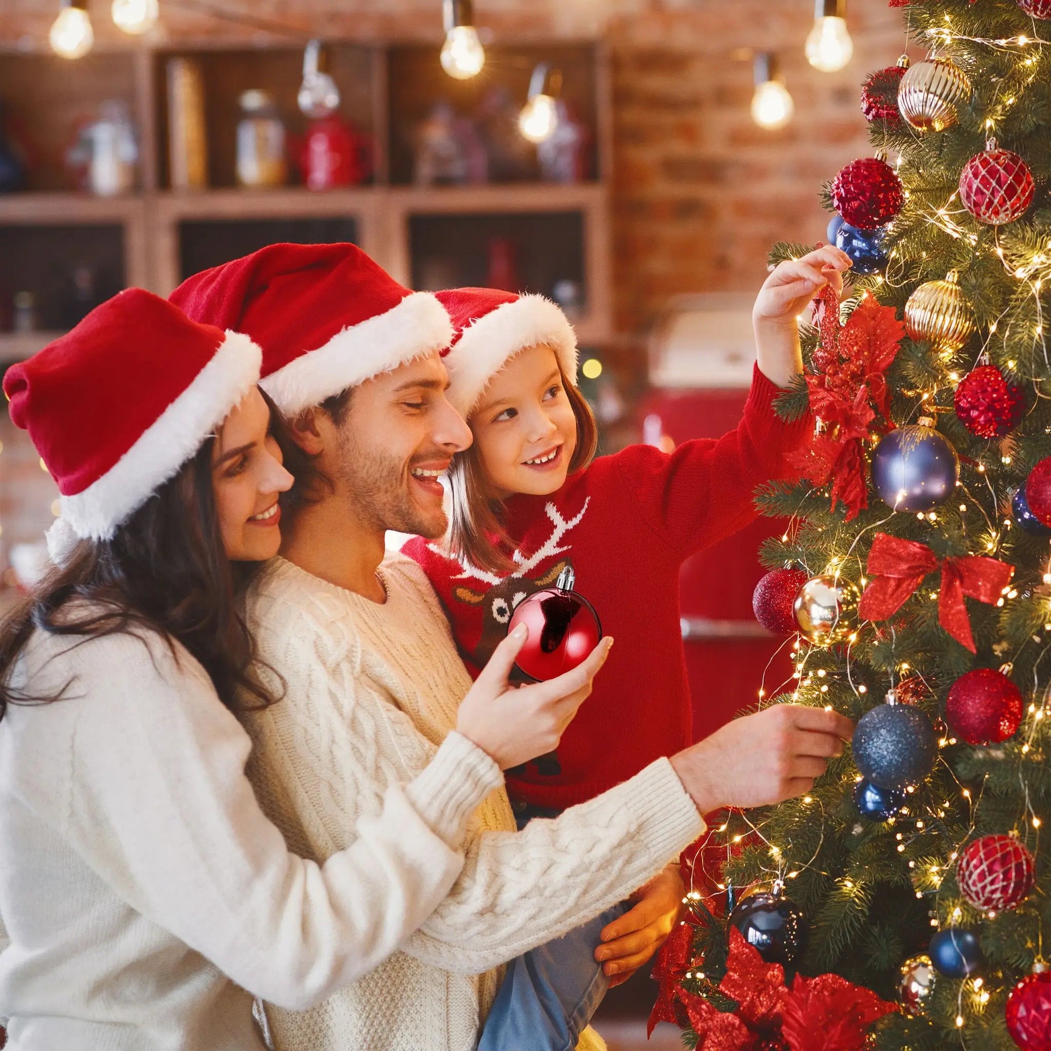Weihnachtskugeln im 100er-Set Rot-Weiss-Silber von Relaxdays