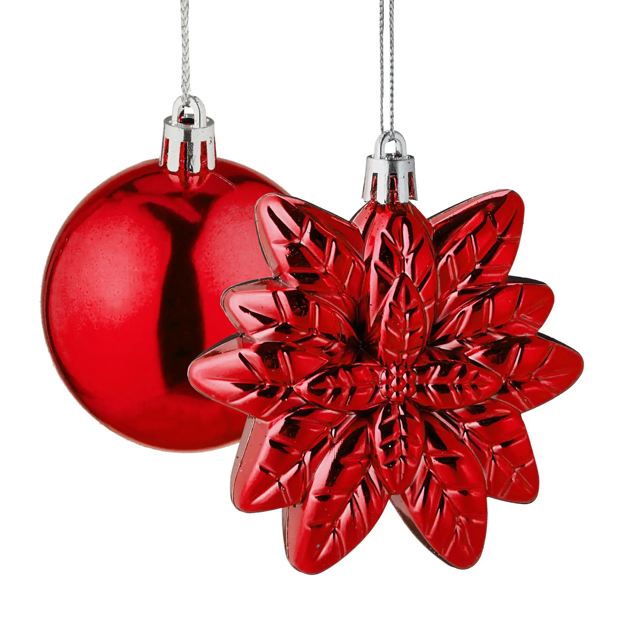Weihnachtskugeln im 100er-Set Rot-Weiss-Silber von Relaxdays