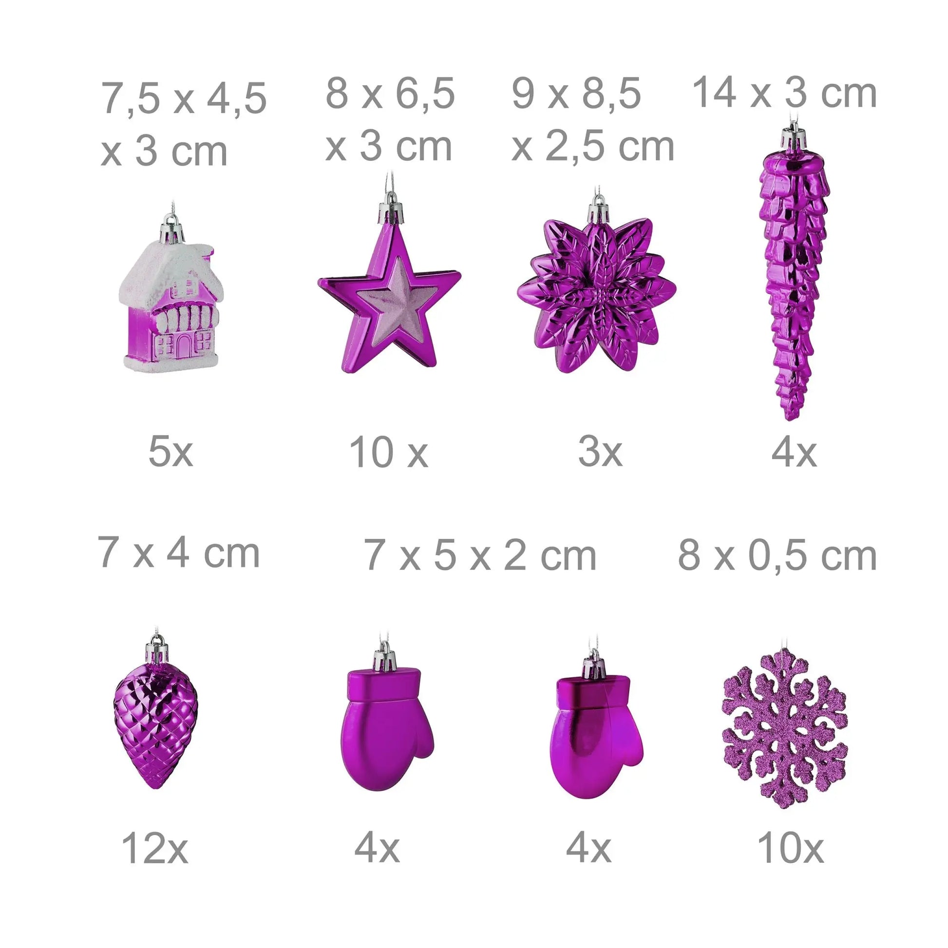 Weihnachtskugeln im 100er-Set Pink-Weiss-Silber von Relaxdays