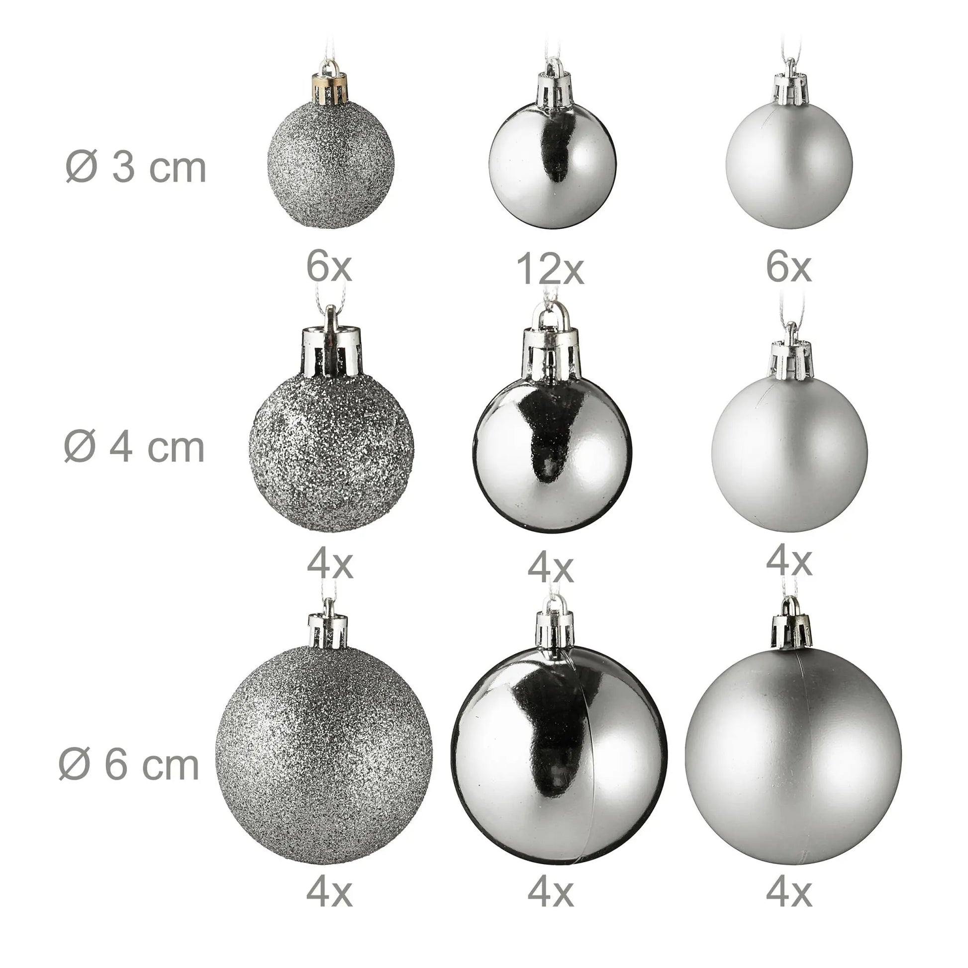 Weihnachtskugeln im 100er-Set Silber-Weiss von Relaxdays