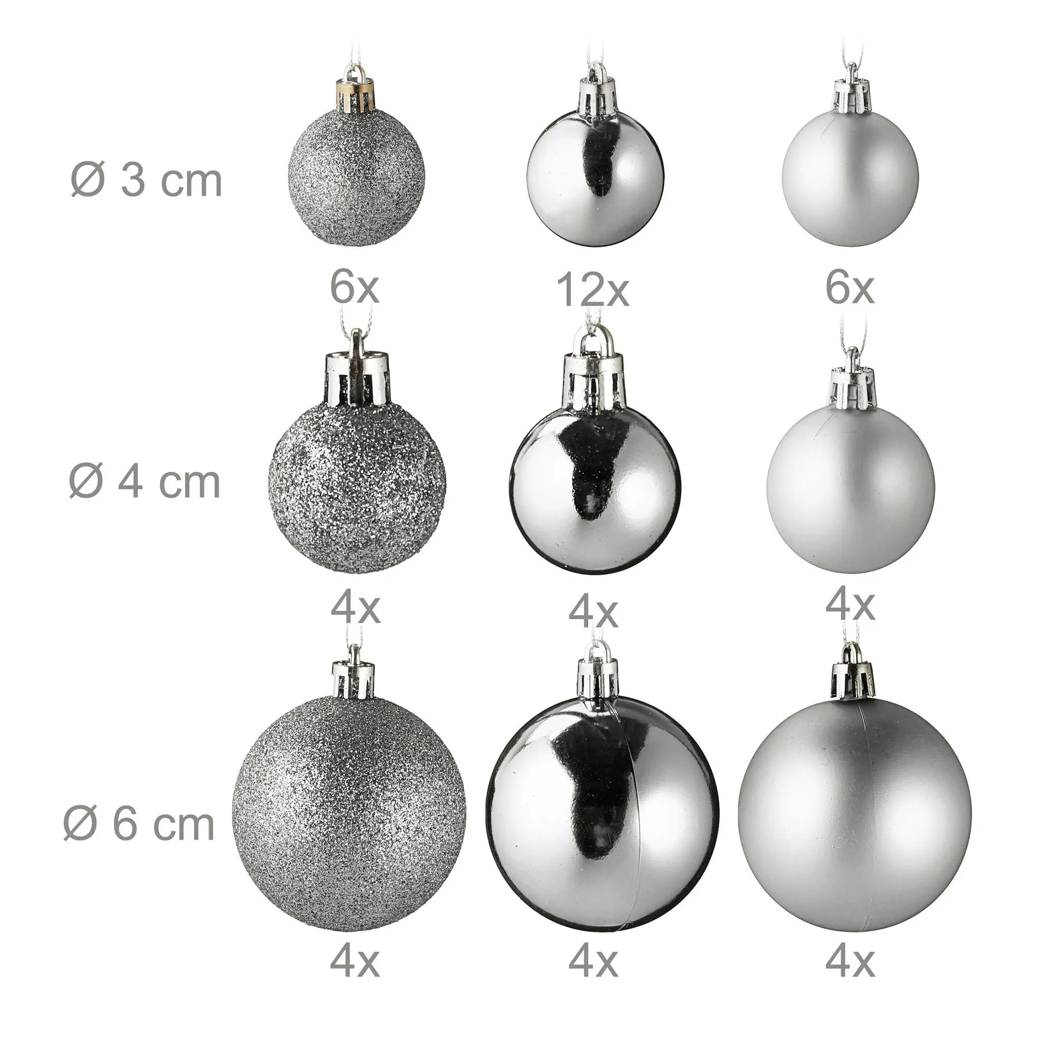 Weihnachtskugeln im 100er-Set Silber-Weiss von Relaxdays