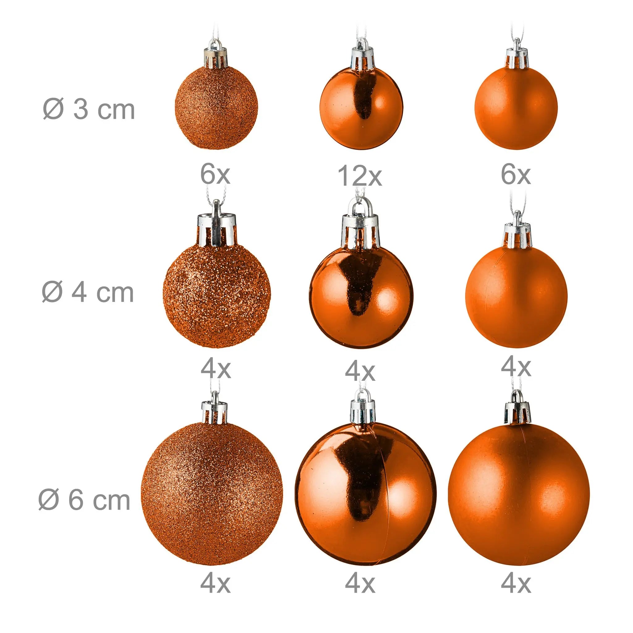 Weihnachtskugeln im 100er-Set Orange-Weiss-Silber von guteszeug.ch