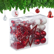 Weihnachtskugeln im 103er-Set Rot-Weiss-Silber von Relaxdays