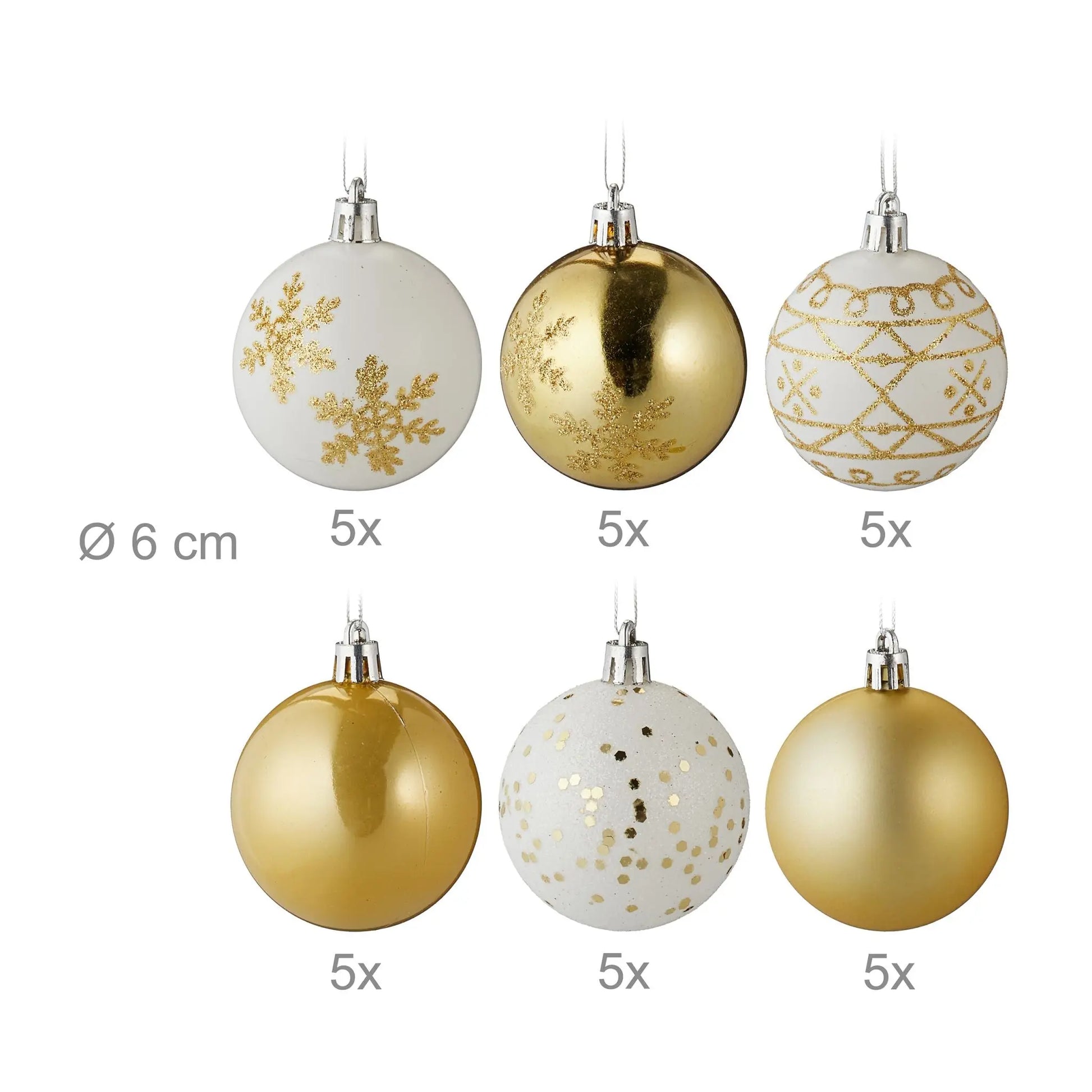 Weihnachtskugeln im 30er-Set Weiss-Gold-Silber von guteszeug.ch