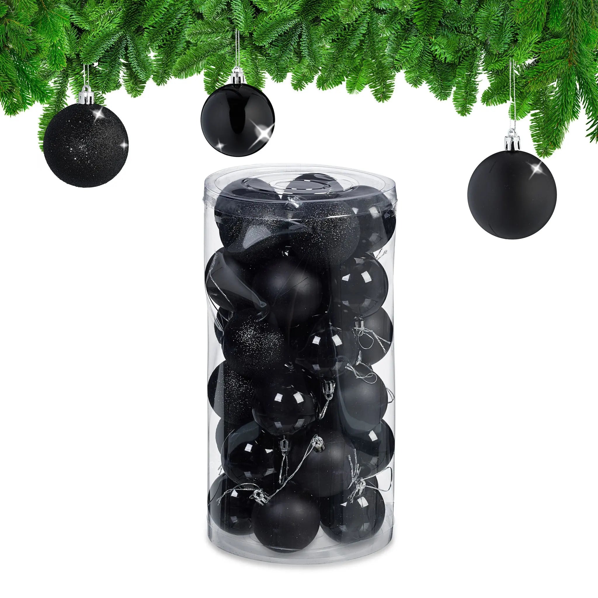 Weihnachtskugeln im 30er-Set Schwarz-Silber von Relaxdays