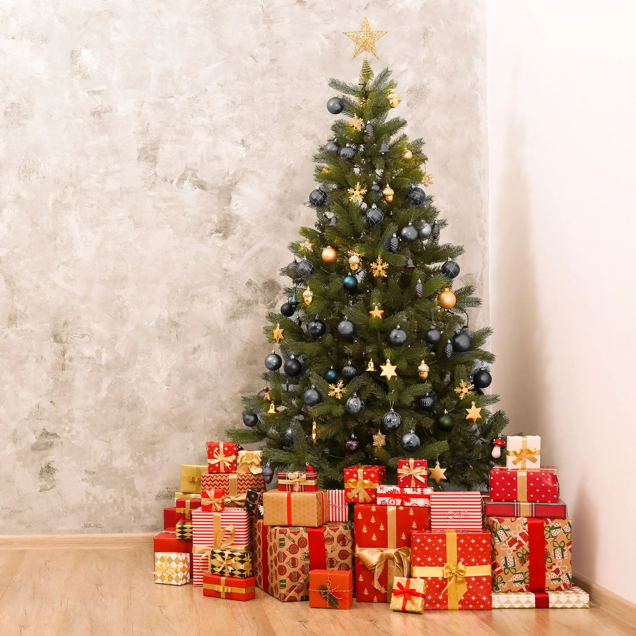 Weihnachtskugeln im 30er-Set Schwarz-Silber von Relaxdays