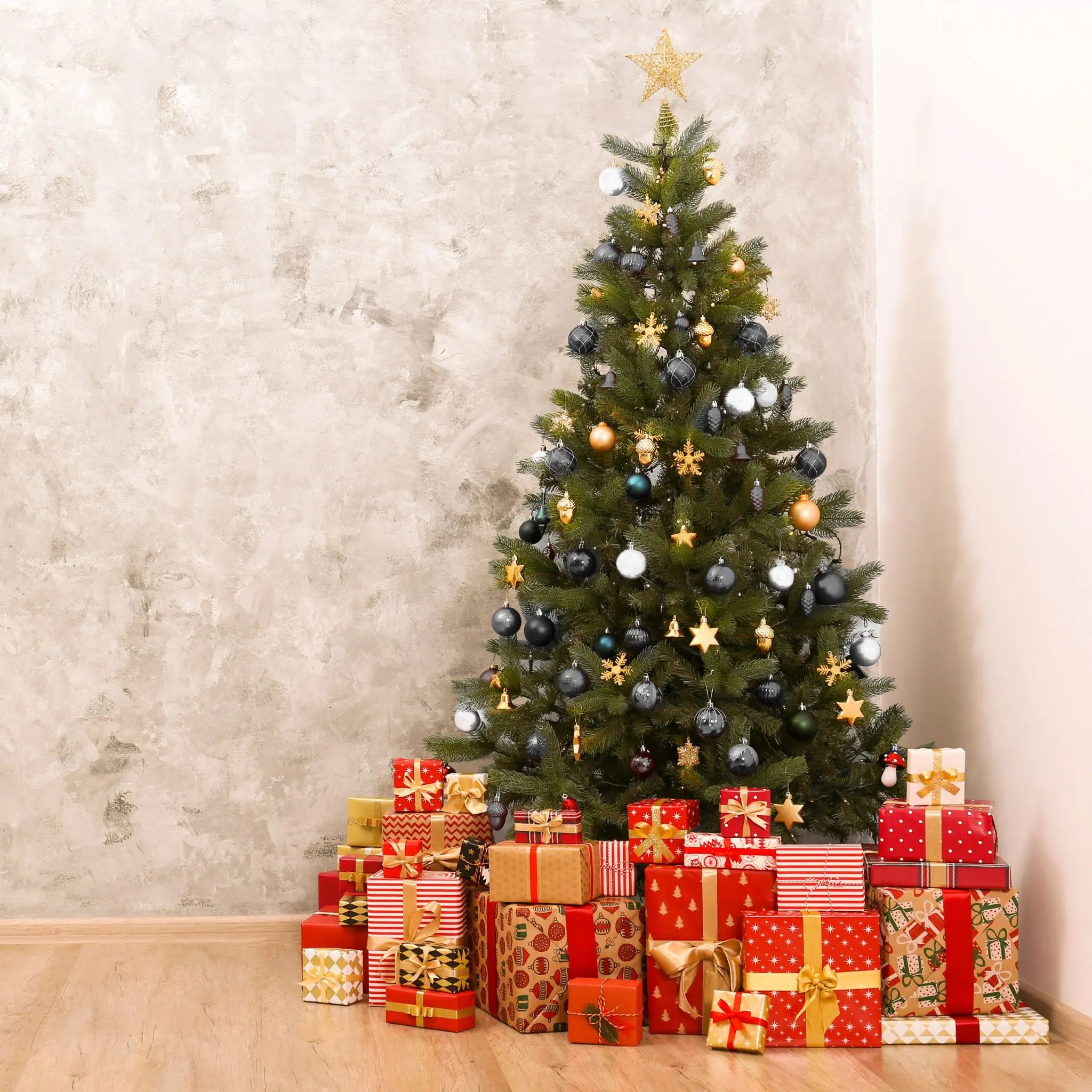 Weihnachtskugeln im 30er-Set Weiss-Schwarz-Silber von Relaxdays
