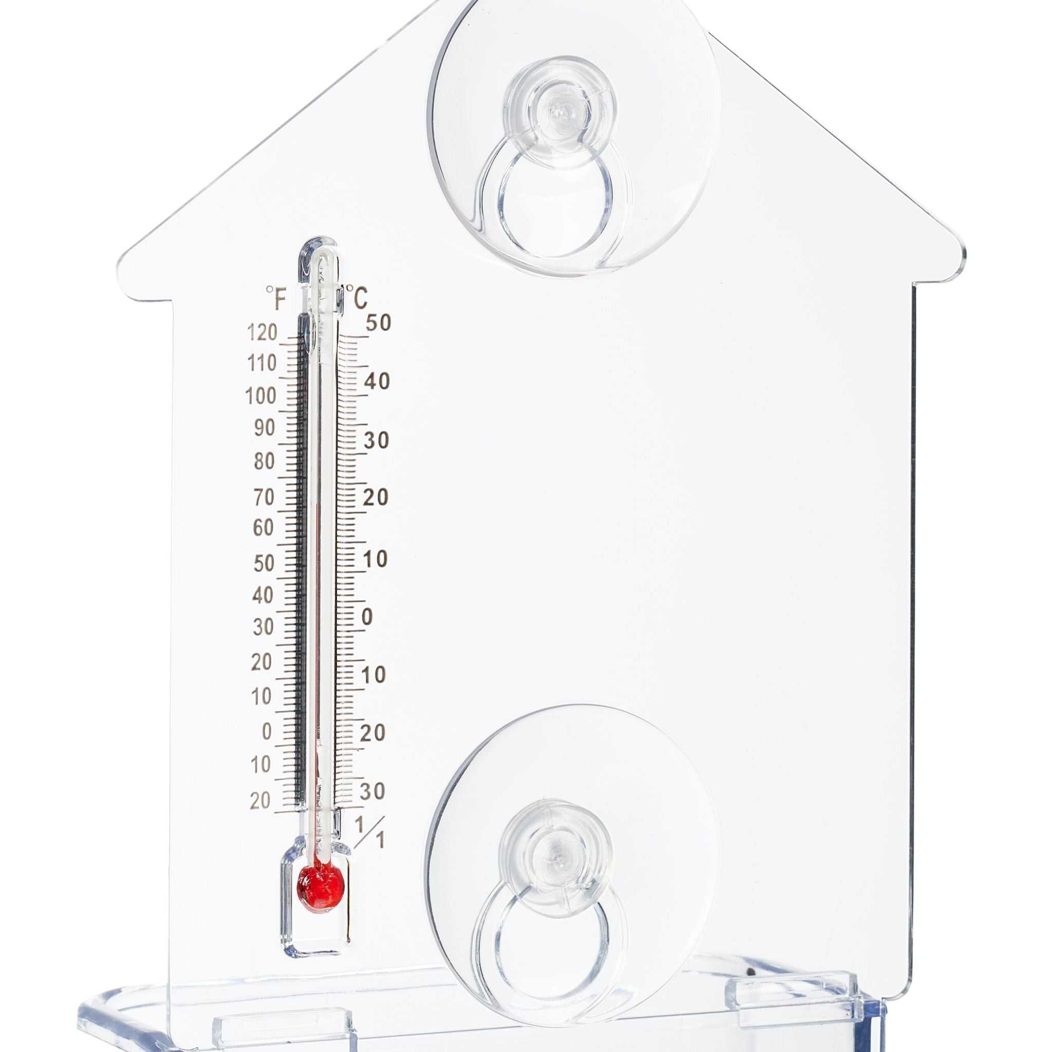 Fenster-Vogelfutterhaus mit Thermometer Rot-Transparent von Relaxdays