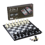 3-in-1 Schachspiel magnetisch Weiss-Rot-Schwarz von Relaxdays