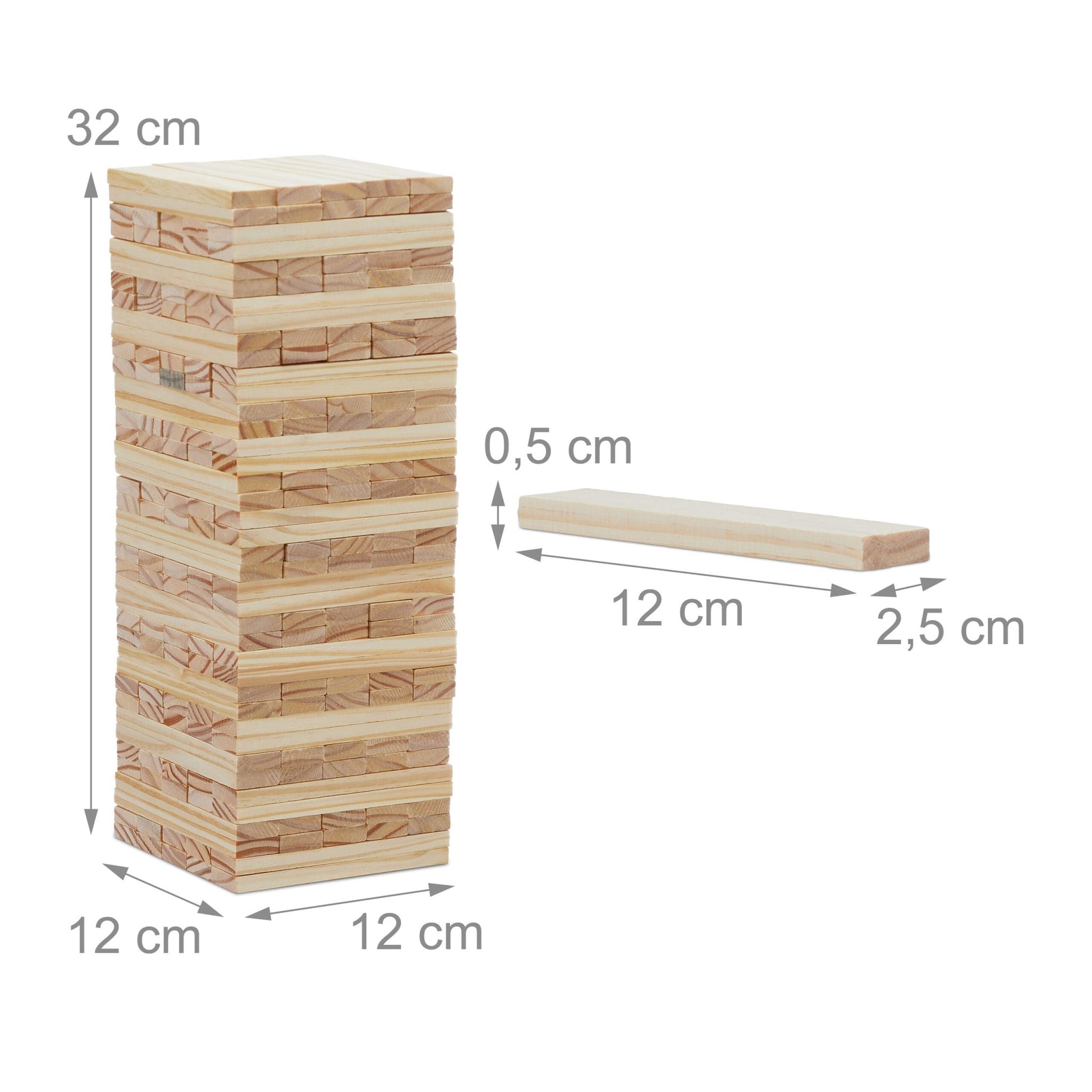 XL Wackelturm Holz Hellbraun von Relaxdays