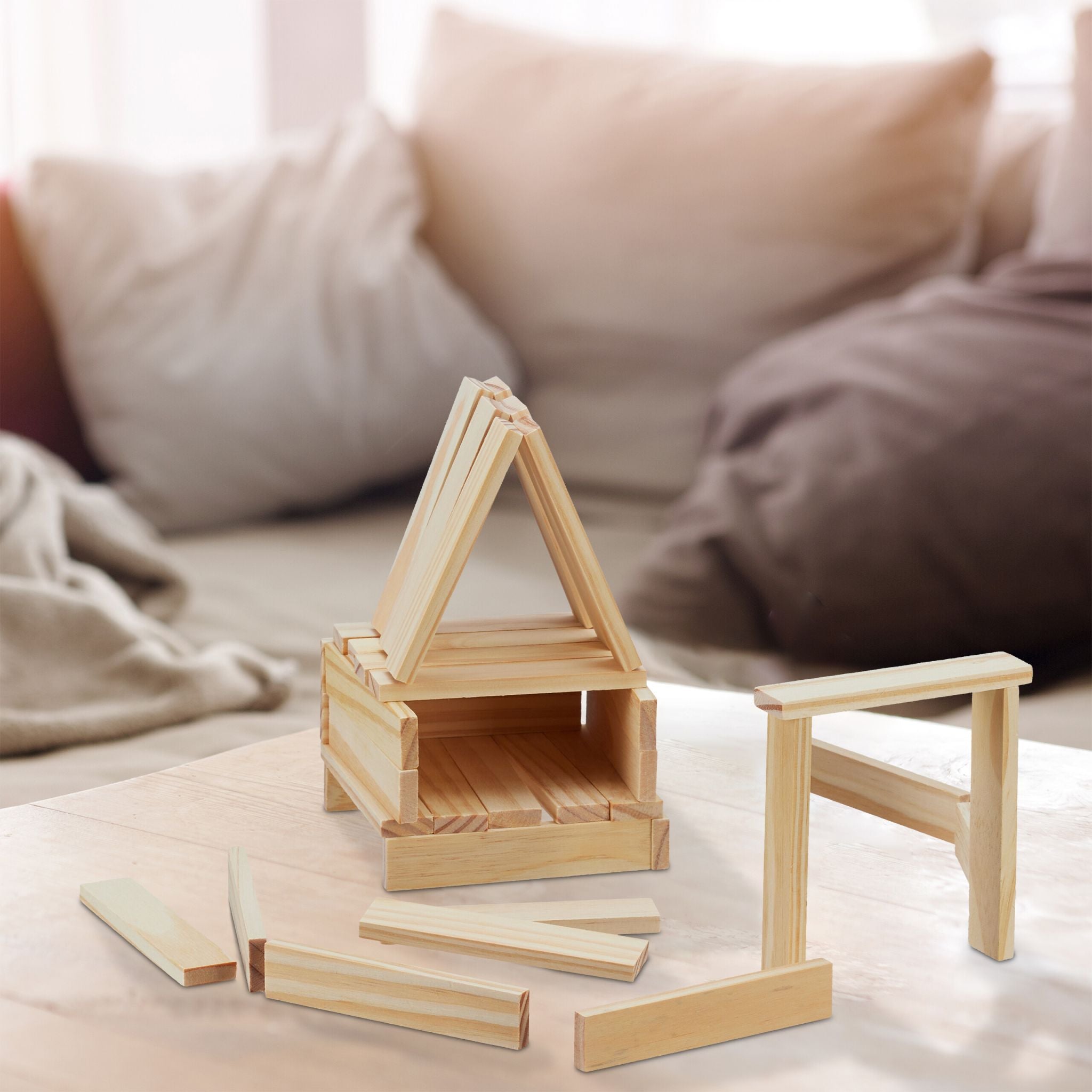 XL Wackelturm Holz Hellbraun von Relaxdays