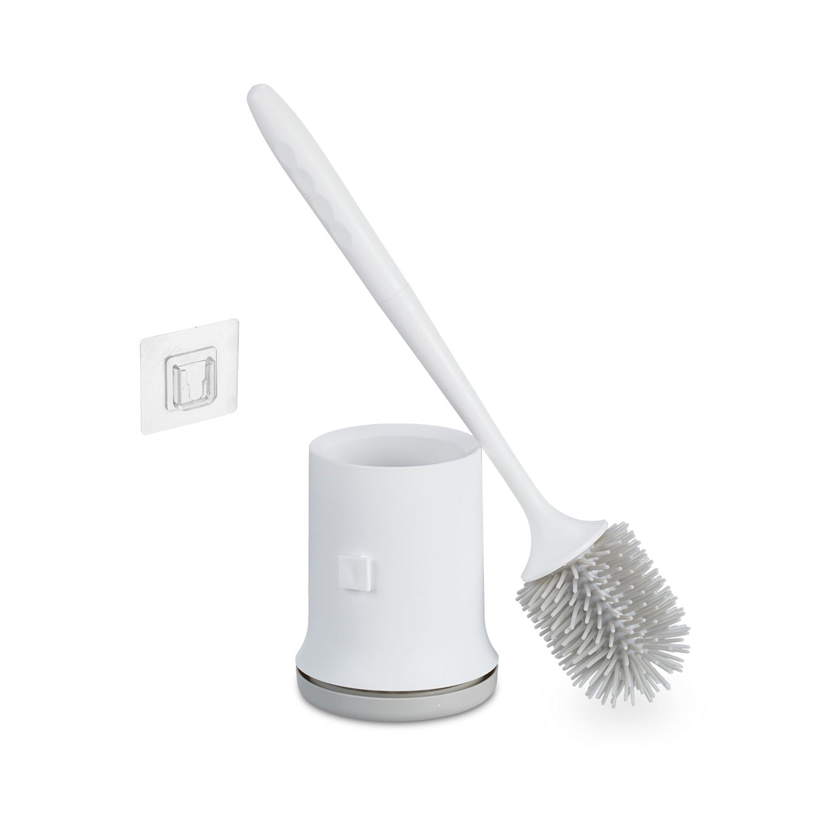 Toilettenbürste mit Wandhalterung Weiss-Grau von Relaxdays