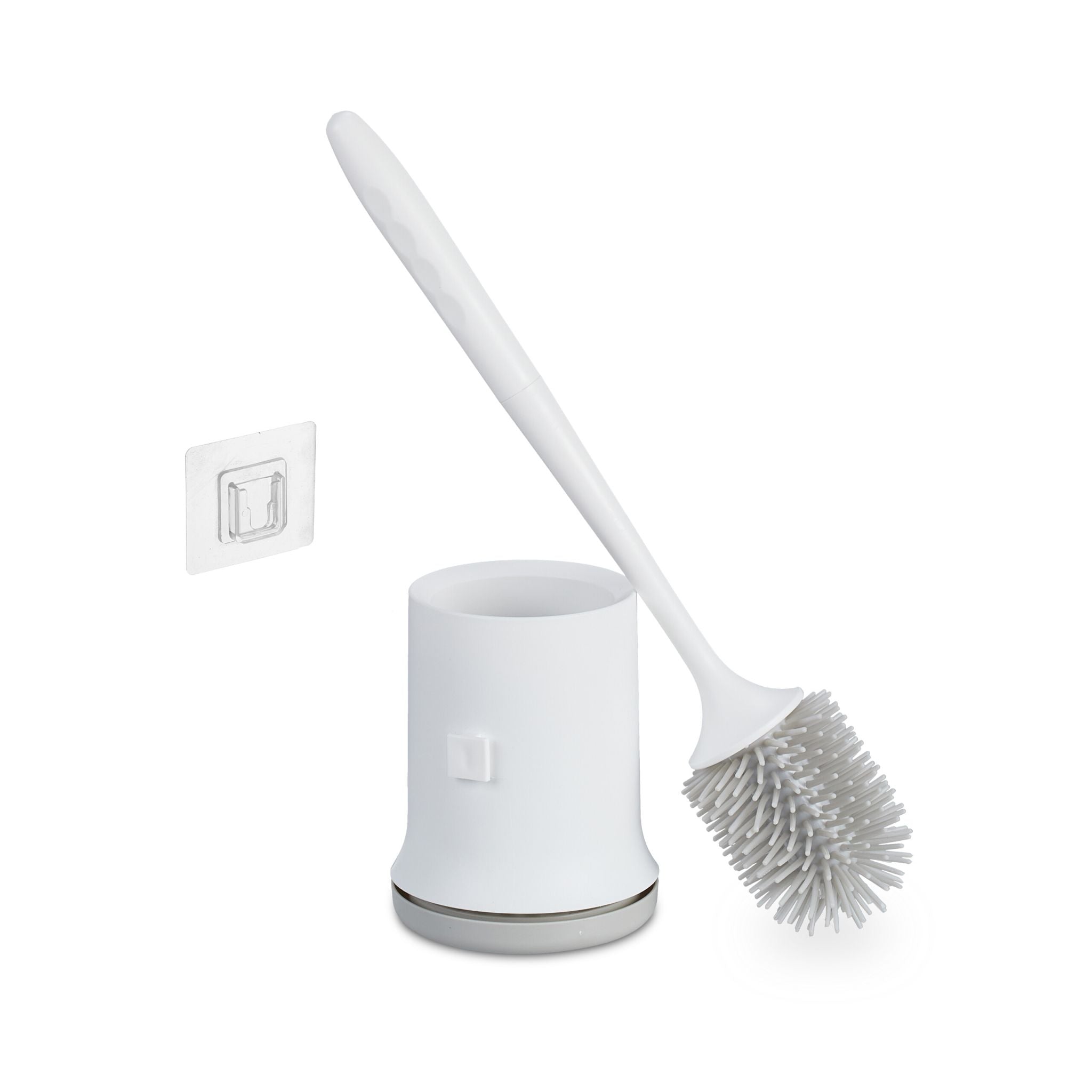 Toilettenbürste mit Wandhalterung Weiss-Grau von Relaxdays