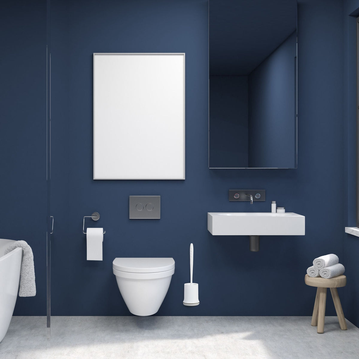 Toilettenbürste mit Wandhalterung Weiss-Grau von Relaxdays