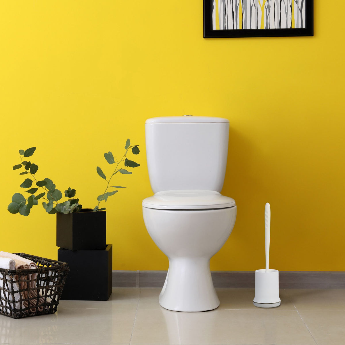 Toilettenbürste mit Wandhalterung Weiss-Grau von Relaxdays
