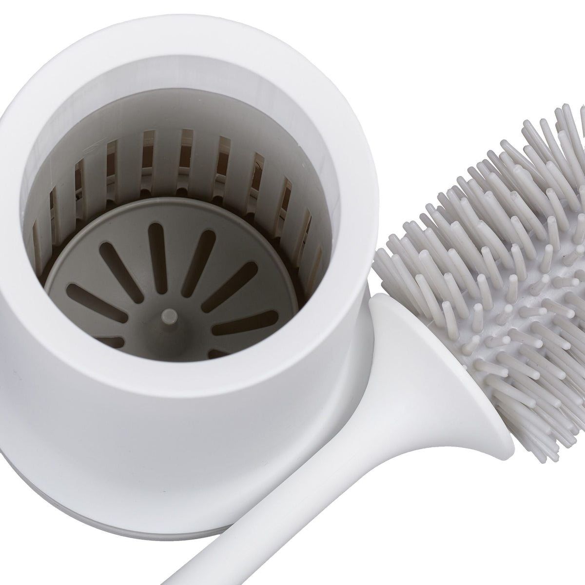 Toilettenbürste mit Wandhalterung Weiss-Grau von Relaxdays