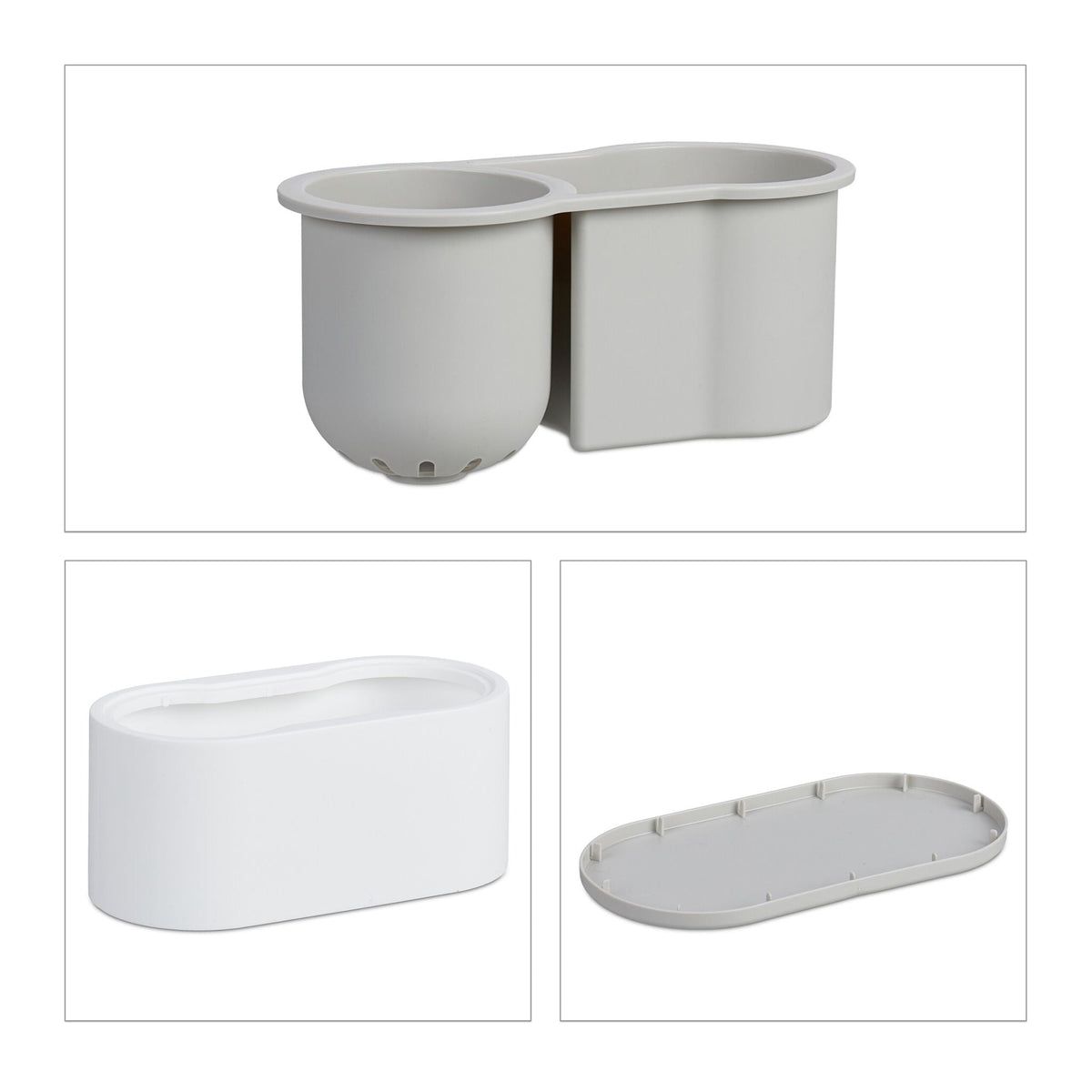 Toilettenbürste mit Wandhalterung Weiss-Grau von Relaxdays