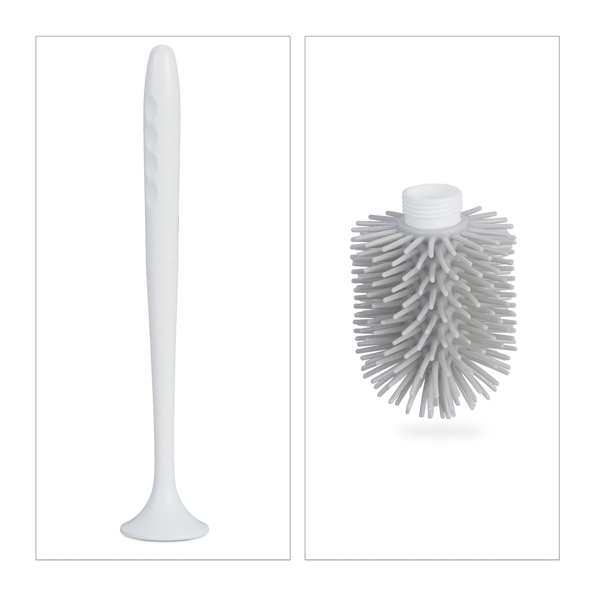 Toilettenbürste mit Wandhalterung Weiss-Grau von Relaxdays