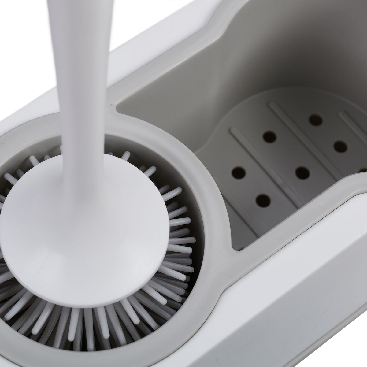 Toilettenbürste mit Wandhalterung Weiss-Grau von Relaxdays