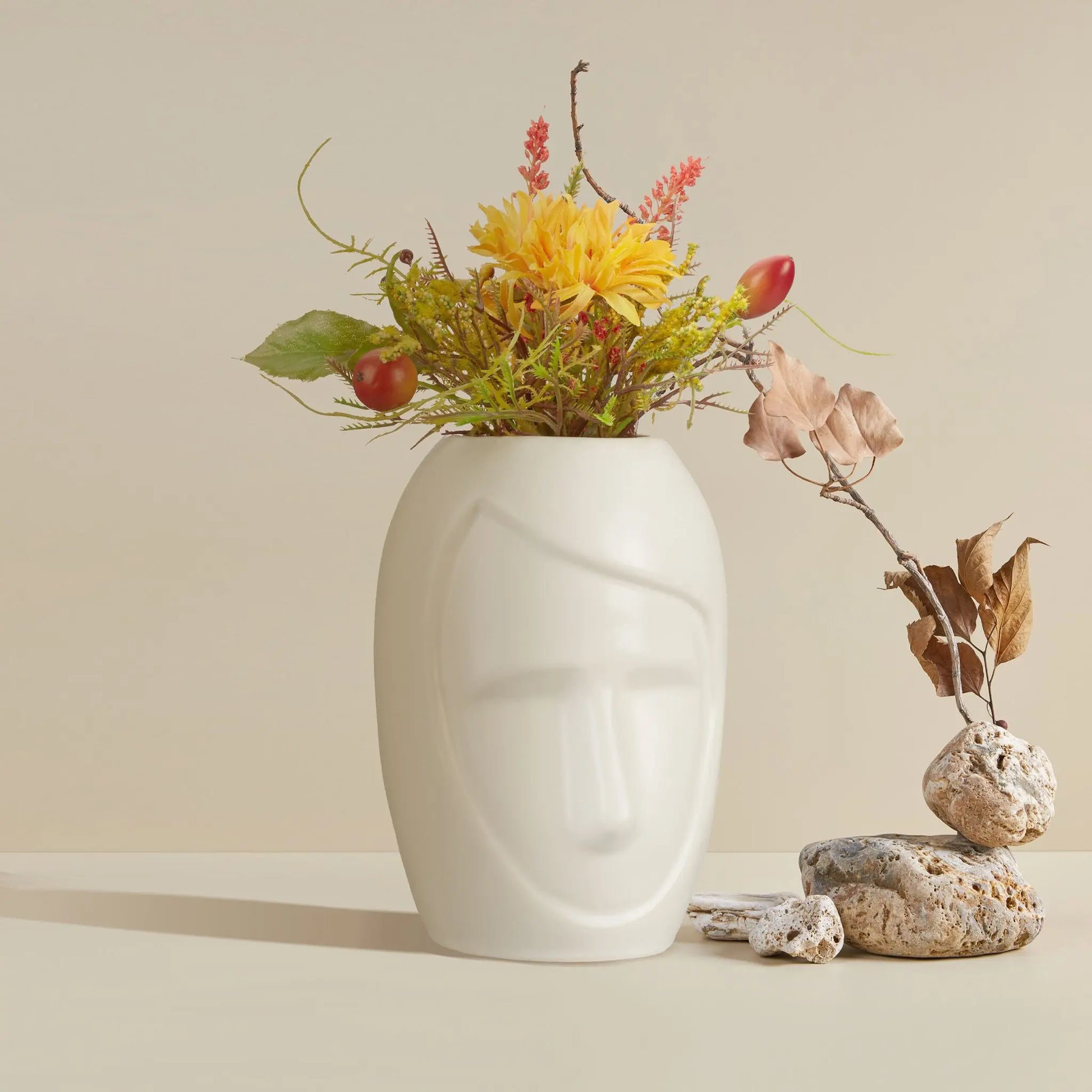 Blumenvase Gesicht Weiss von Relaxdays