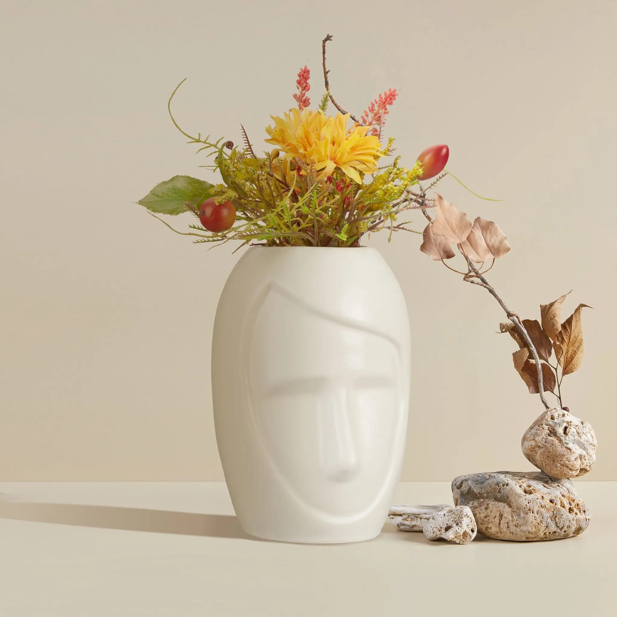 Blumenvase Gesicht Weiss von Relaxdays