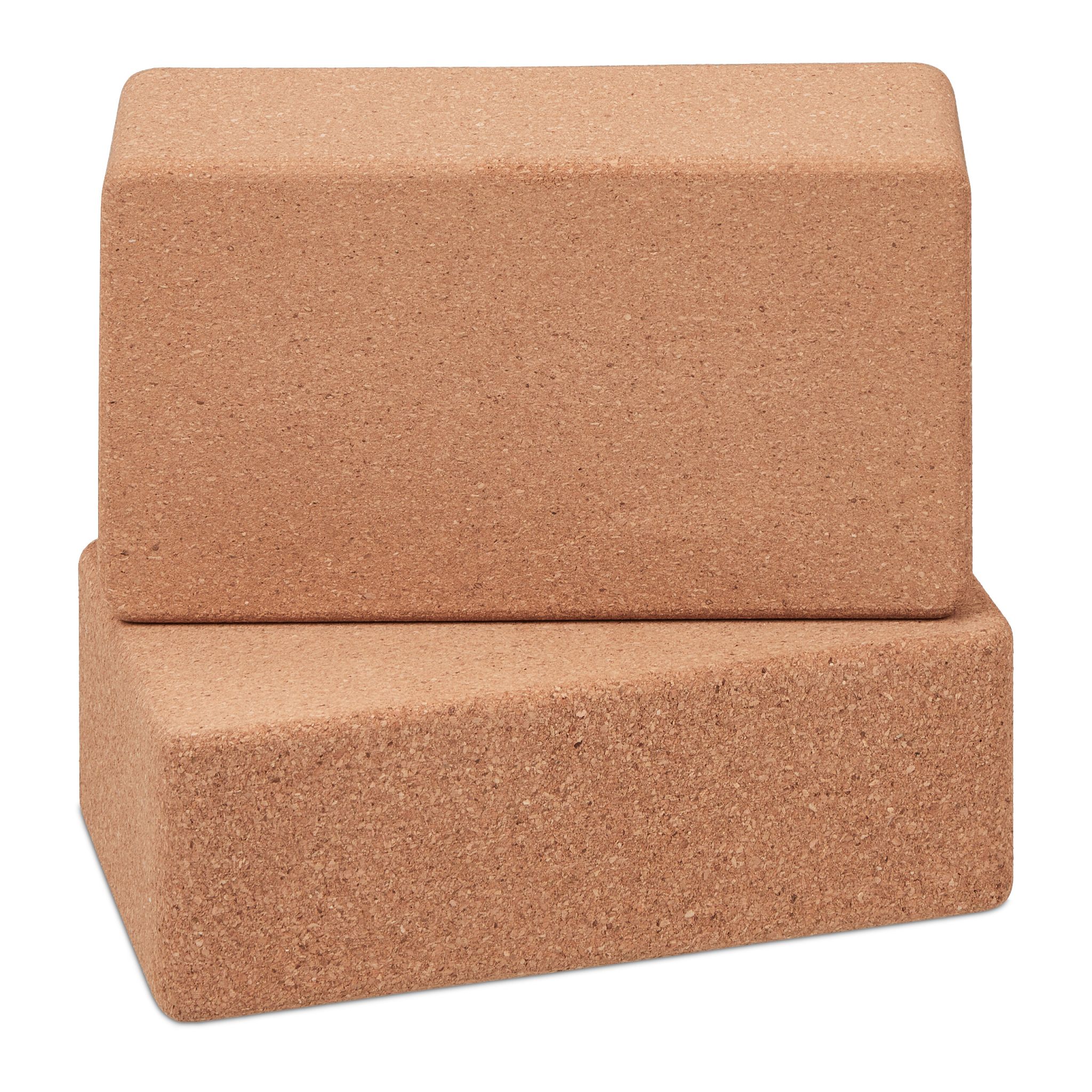 Kork Yogablock 2er-Set Hellbraun von Relaxdays