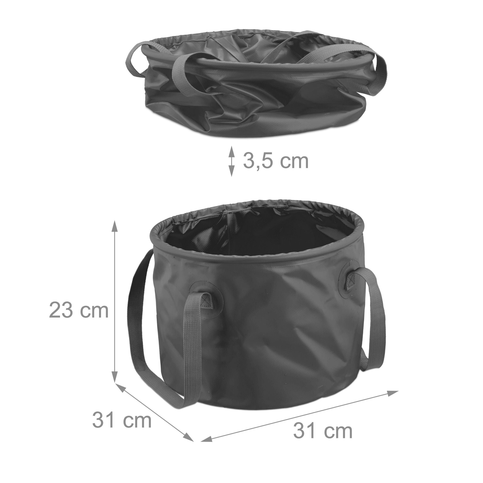 Falteimer für Camping 15 Liter Grau von Relaxdays