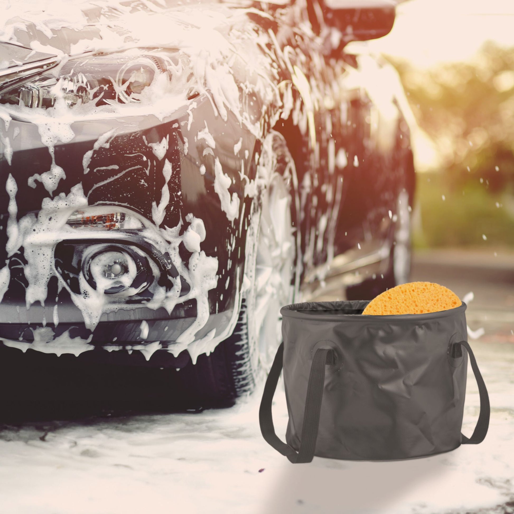 Falteimer für Camping 15 Liter Grau von Relaxdays