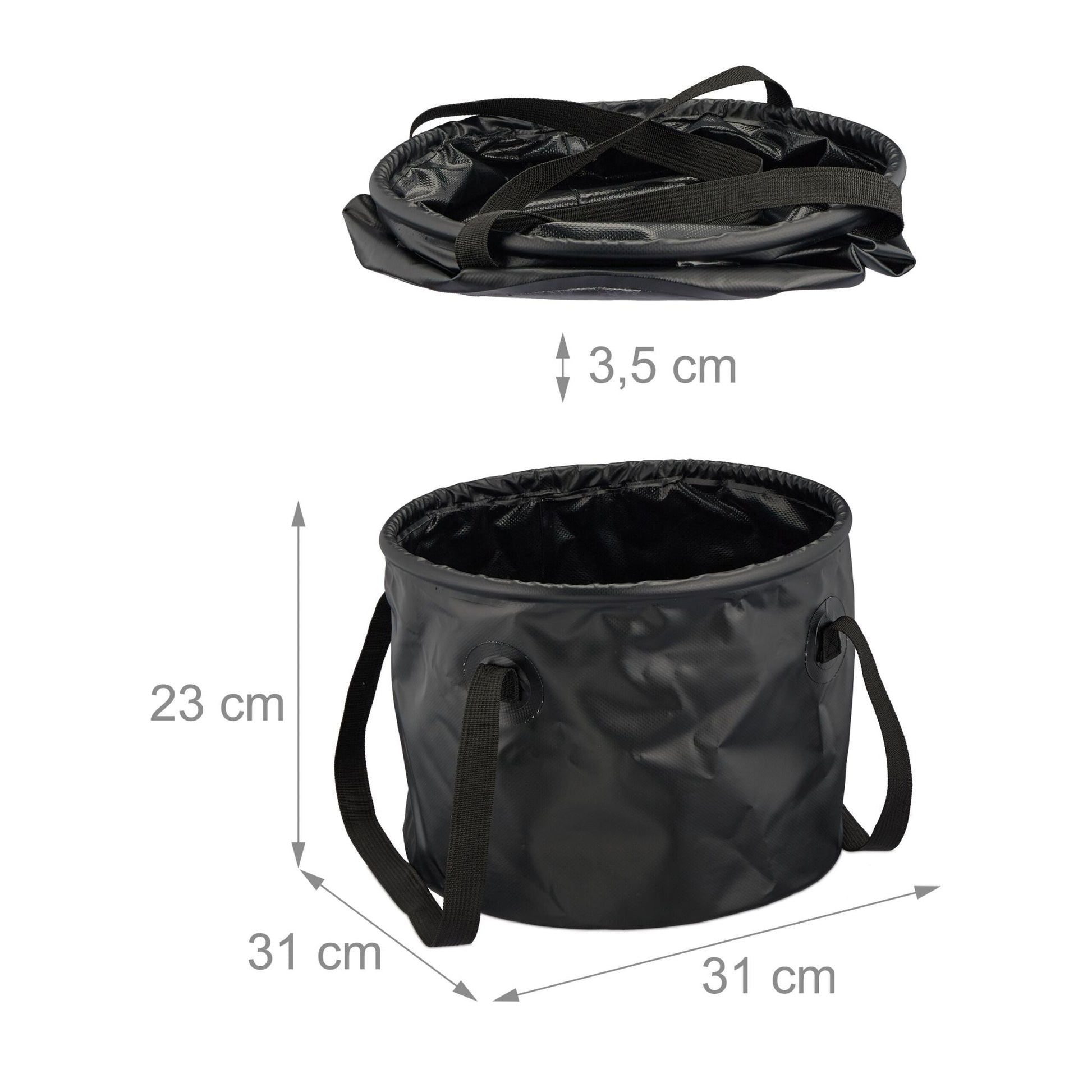 Falteimer für Camping 15 Liter Schwarz von Relaxdays