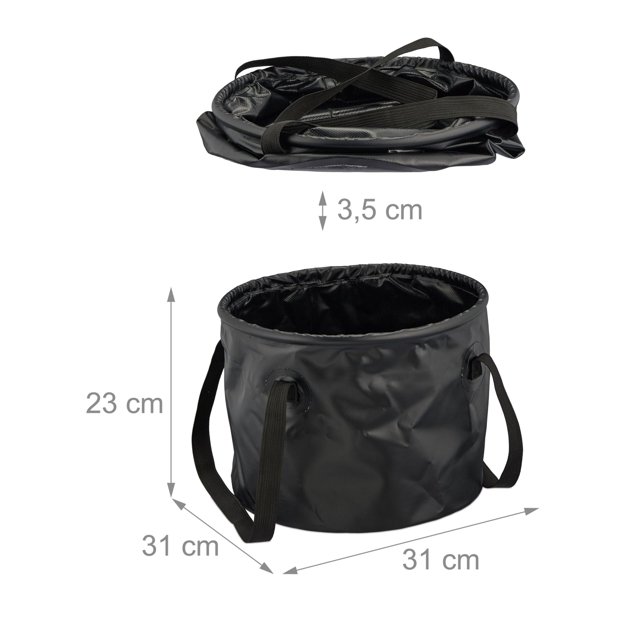 Falteimer für Camping 15 Liter Schwarz von Relaxdays