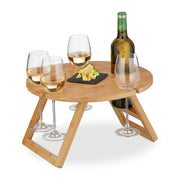 Runder Picknick Weintisch Bambus Hellbraun von Relaxdays